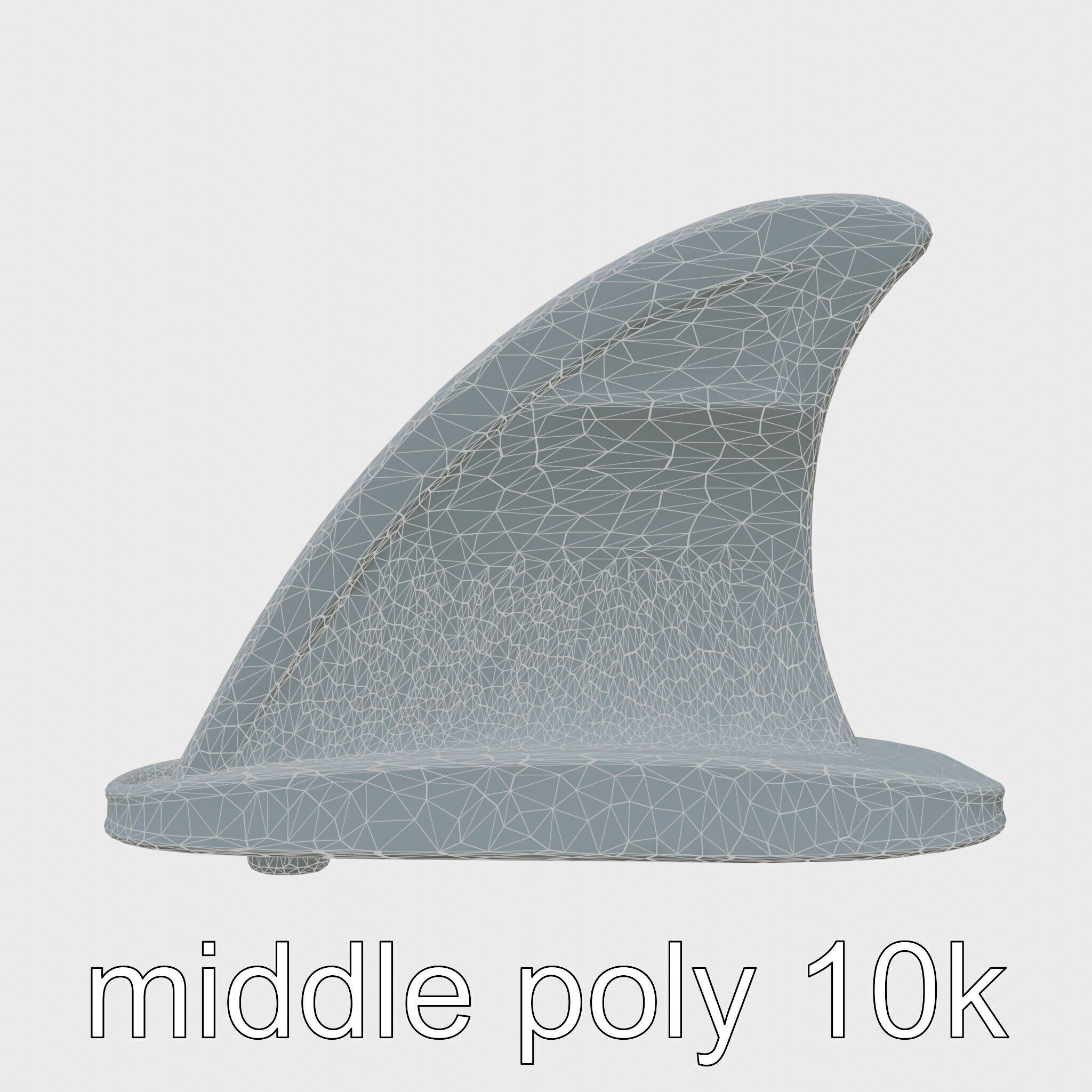 Marine Surfboard Fin with Curved Blade Design Low-poly 3D model_32