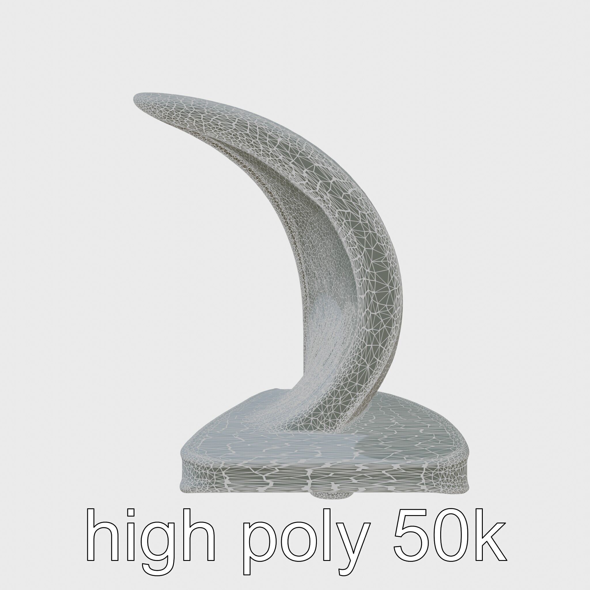 Marine Surfboard Fin with Curved Blade Design Low-poly 3D model_8