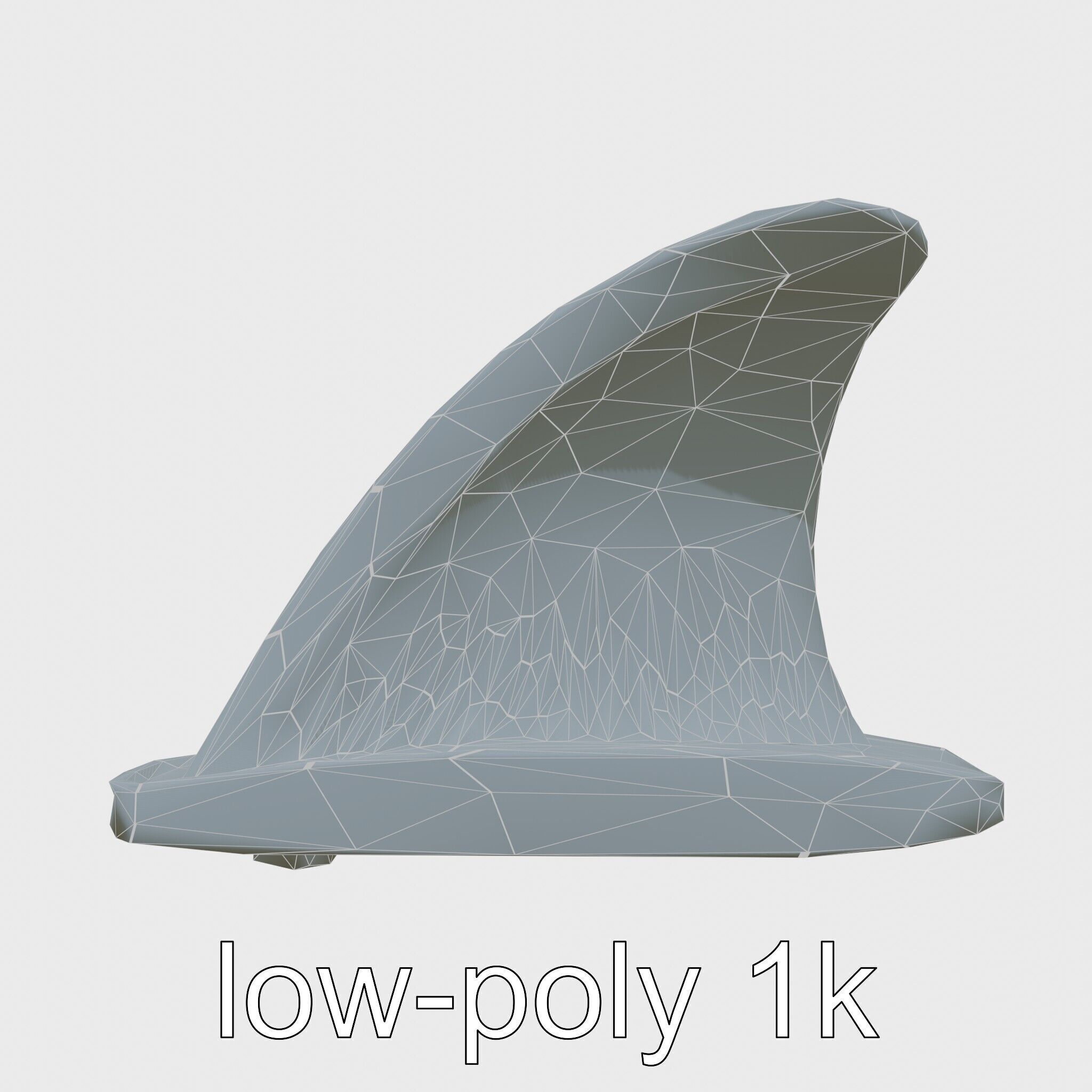 Marine Surfboard Fin with Curved Blade Design Low-poly 3D model_26