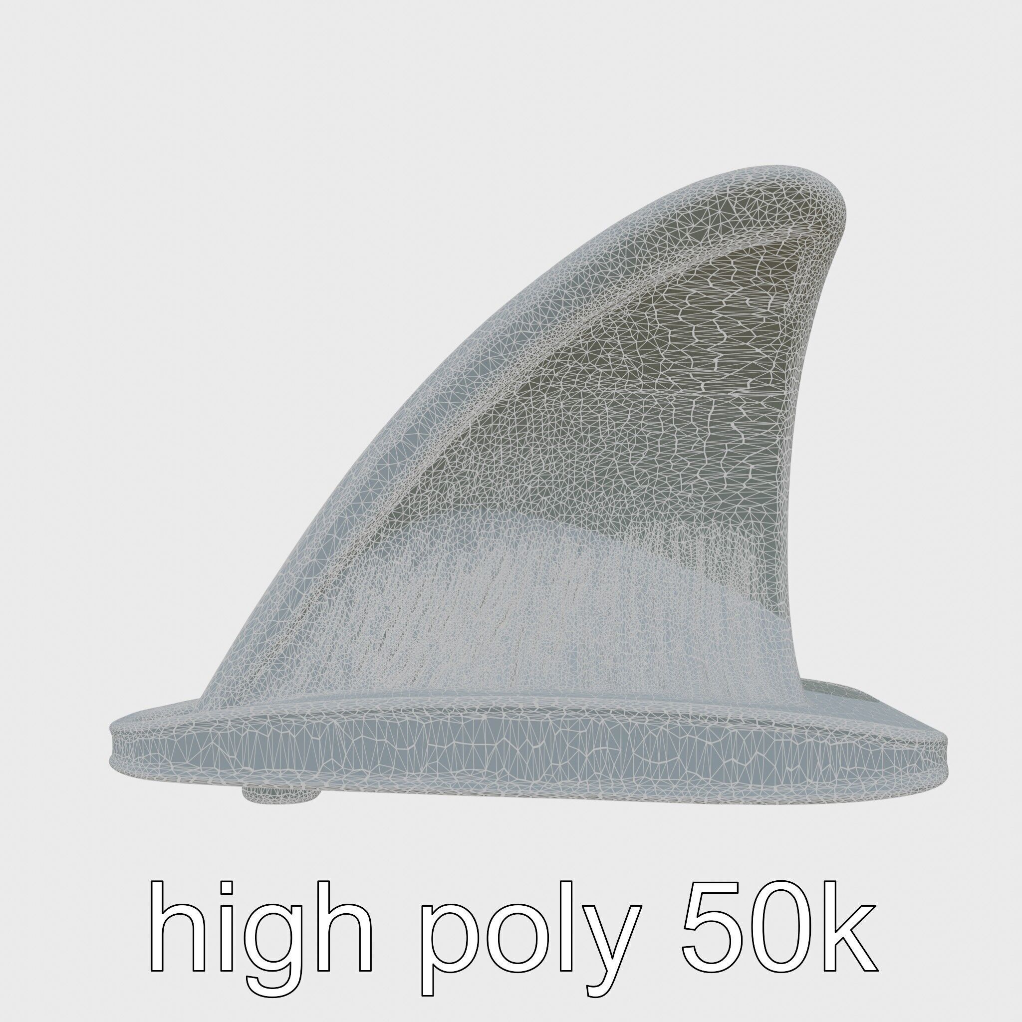 Marine Surfboard Fin with Curved Blade Design Low-poly 3D model_30