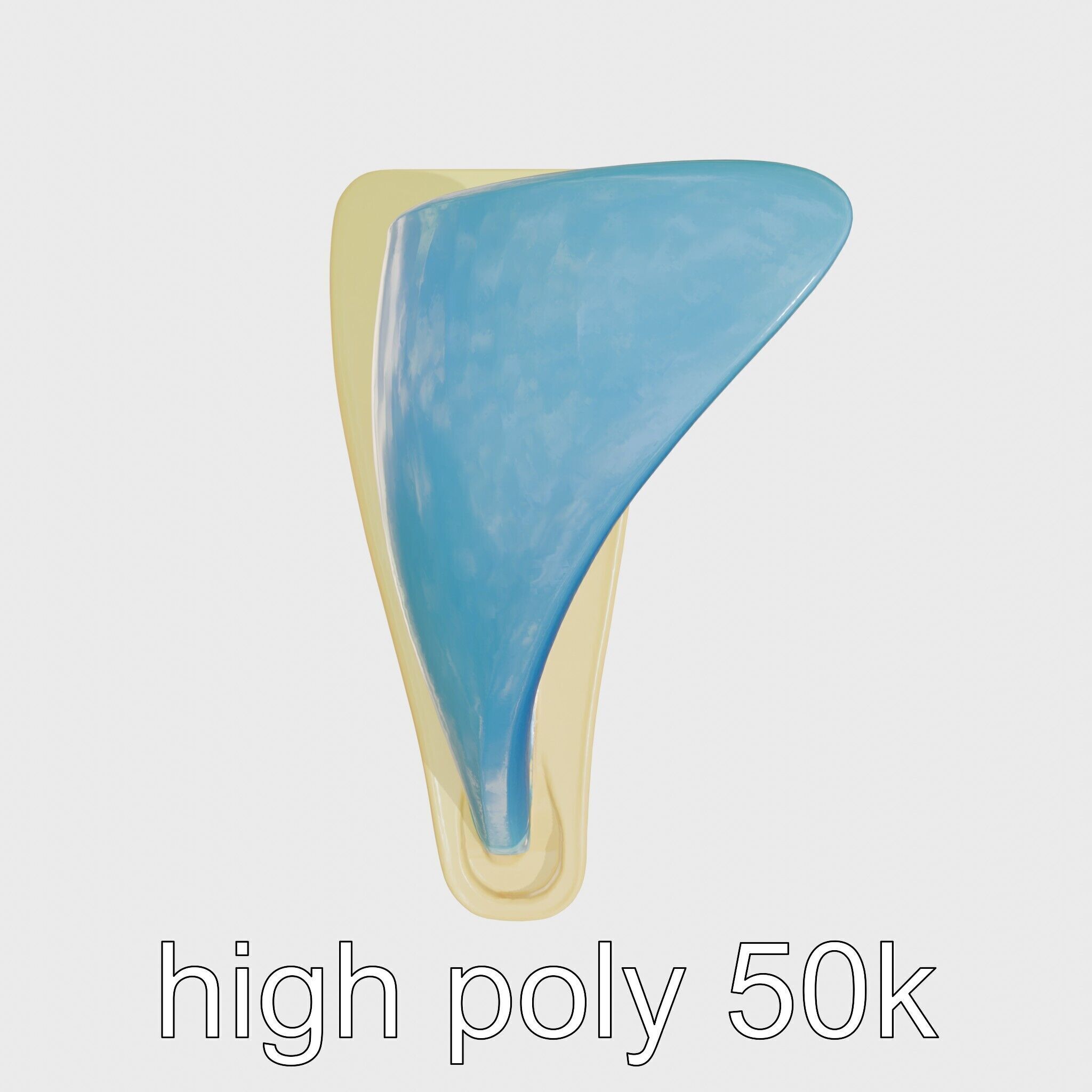 Marine Surfboard Fin with Curved Blade Design Low-poly 3D model_21