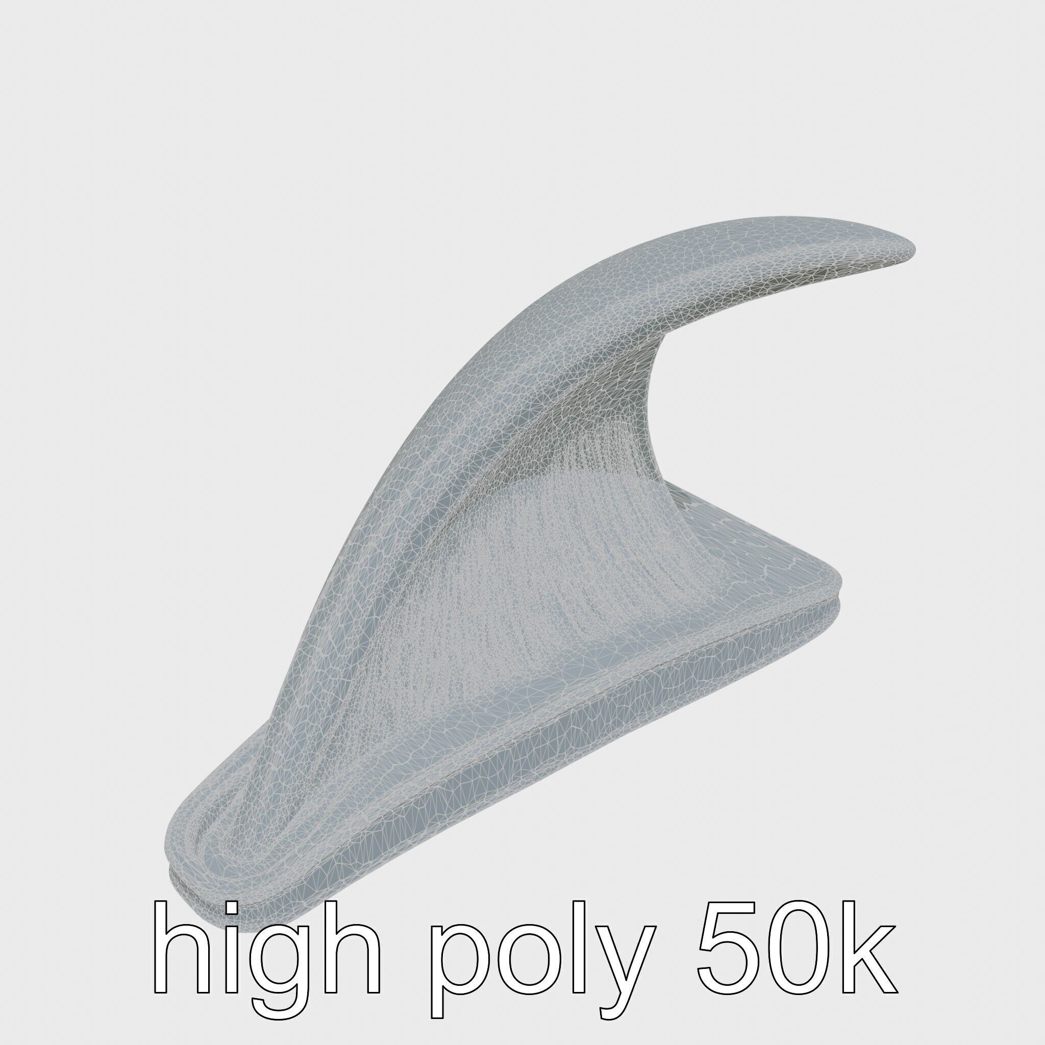 Marine Surfboard Fin with Curved Blade Design Low-poly 3D model_31