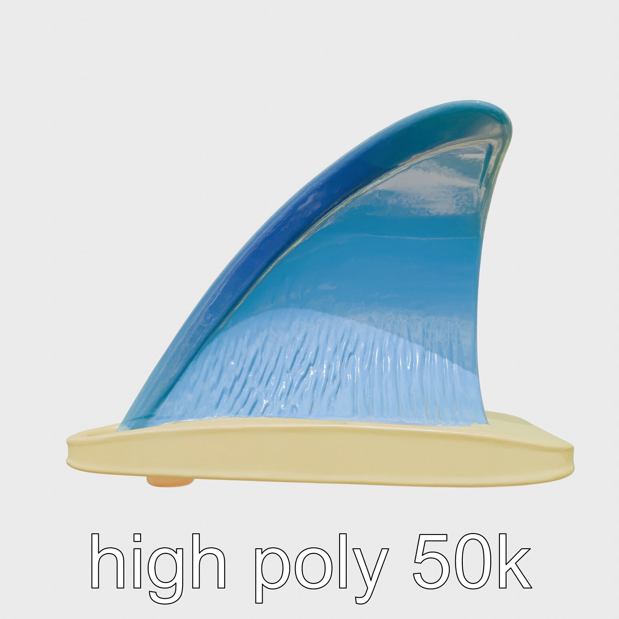 Marine Surfboard Fin with Curved Blade Design Low-poly 3D model_28