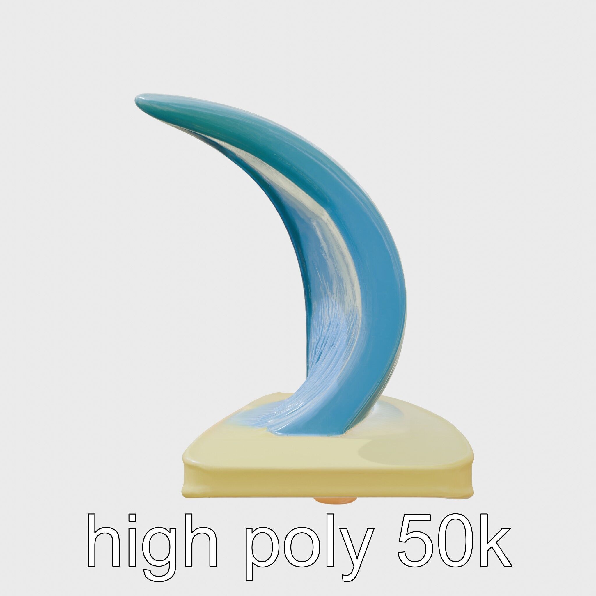 Marine Surfboard Fin with Curved Blade Design Low-poly 3D model_5