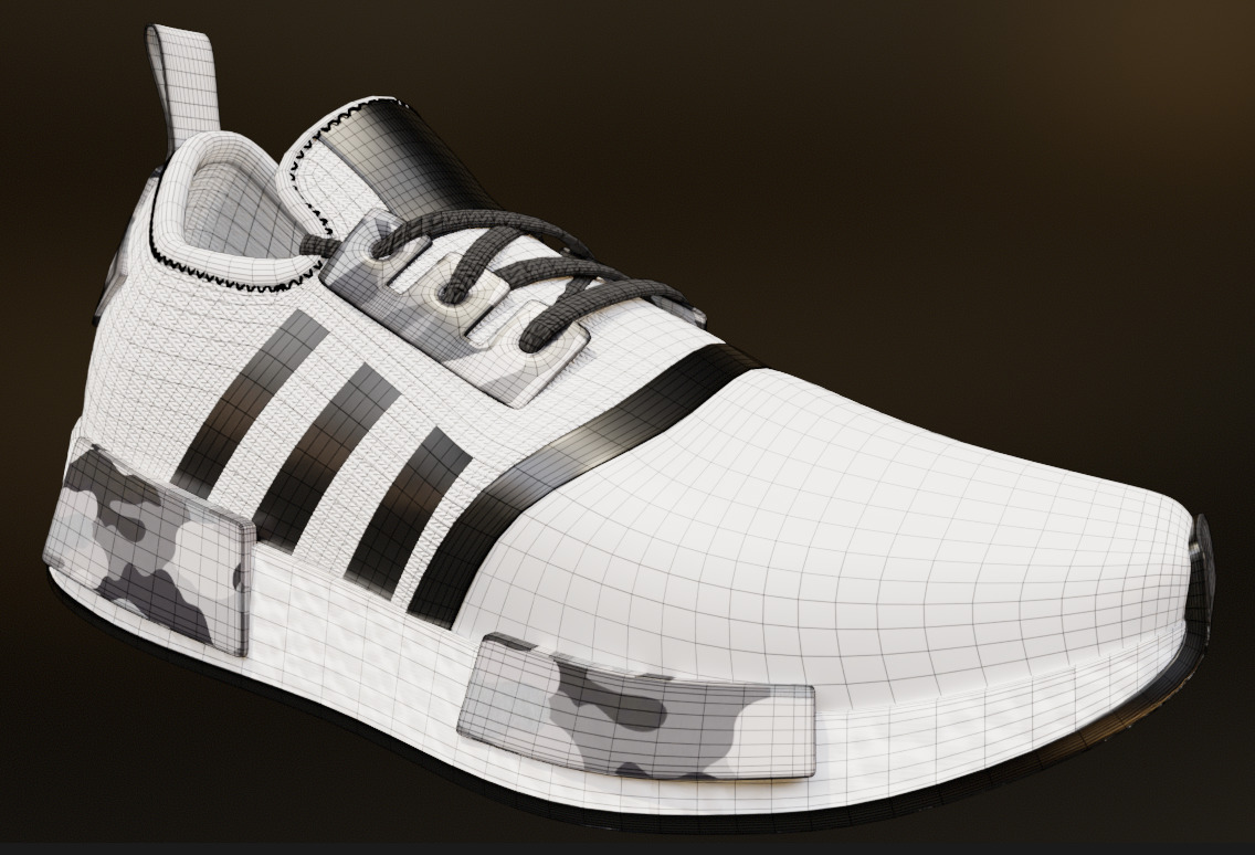 Adidas NMD R1 Shoe 3D Model GameReady VR and Rendering Low-poly 3D model_11