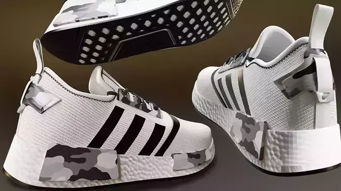 Adidas NMD R1 Shoe 3D Model GameReady VR and Rendering Low-poly 3D model