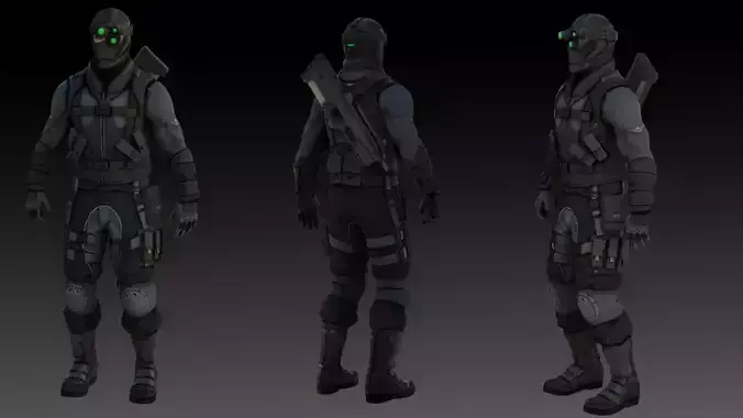 Archer Splinter Cell Conviction 3D Model High-Quality Rigged Low-poly 3D model
