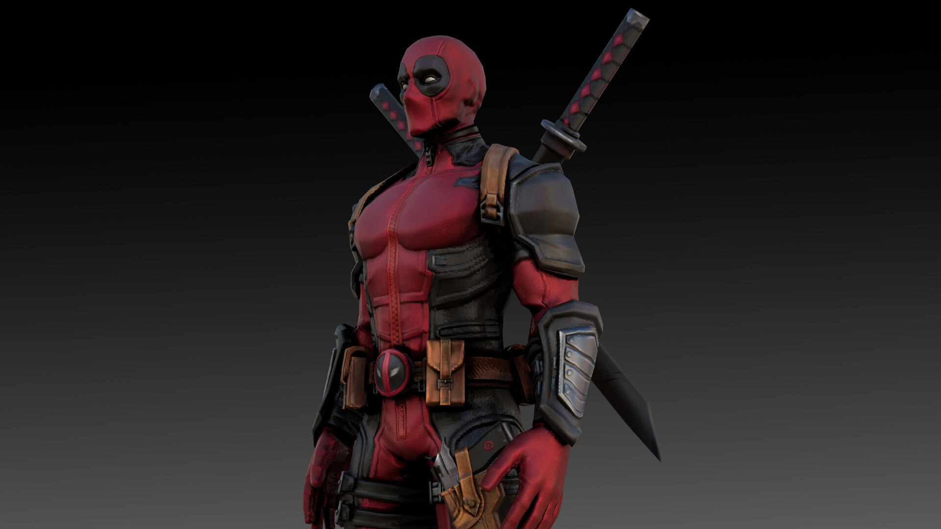 Deadpool Marvel 3D Model High-Quality Rigged Low-poly 3D model_7