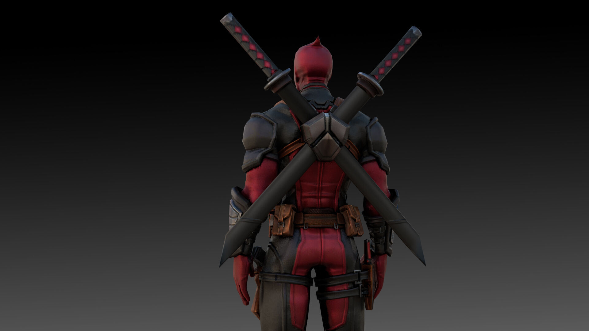 Deadpool Marvel 3D Model High-Quality Rigged Low-poly 3D model_11