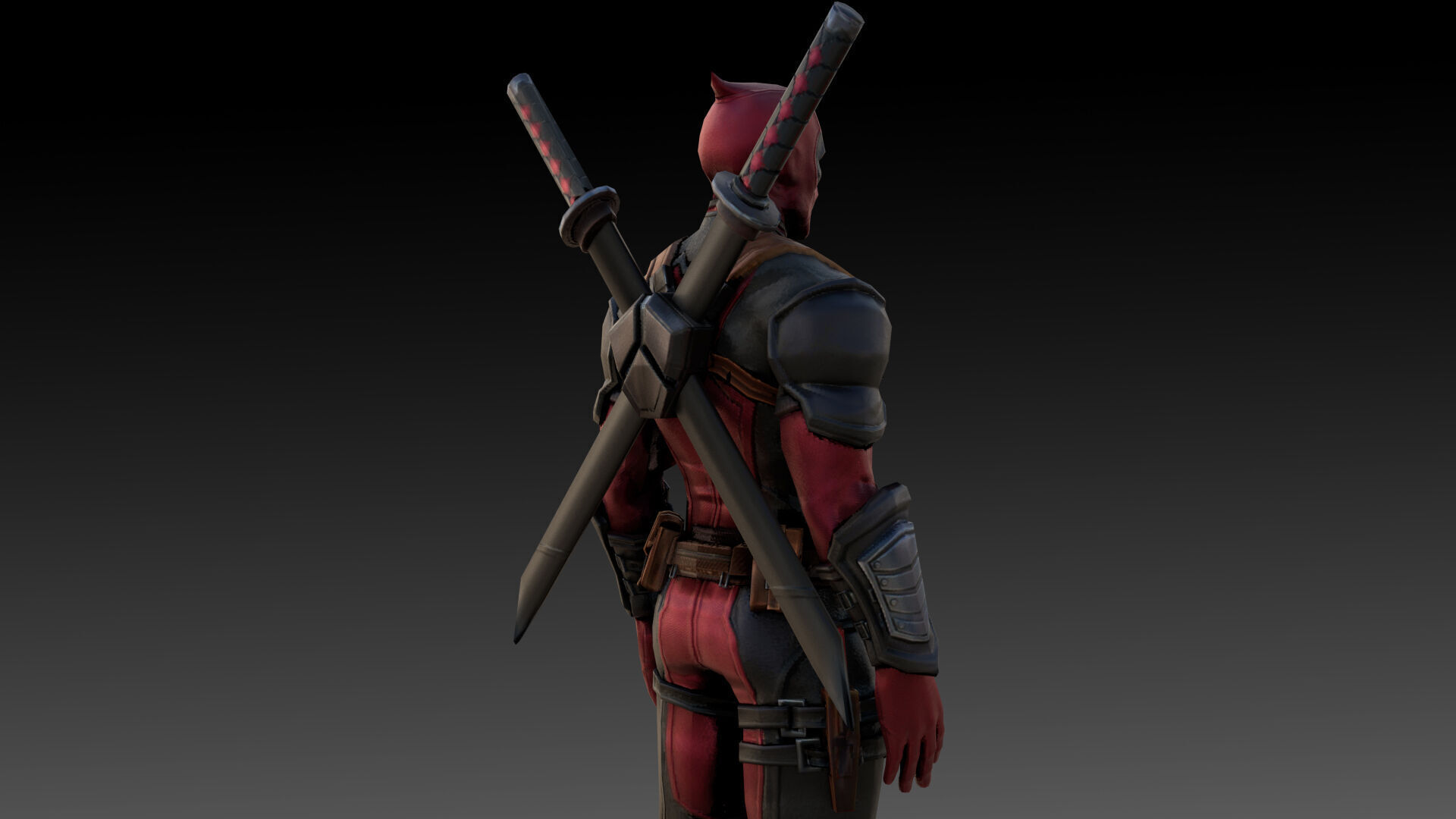 Deadpool Marvel 3D Model High-Quality Rigged Low-poly 3D model_4