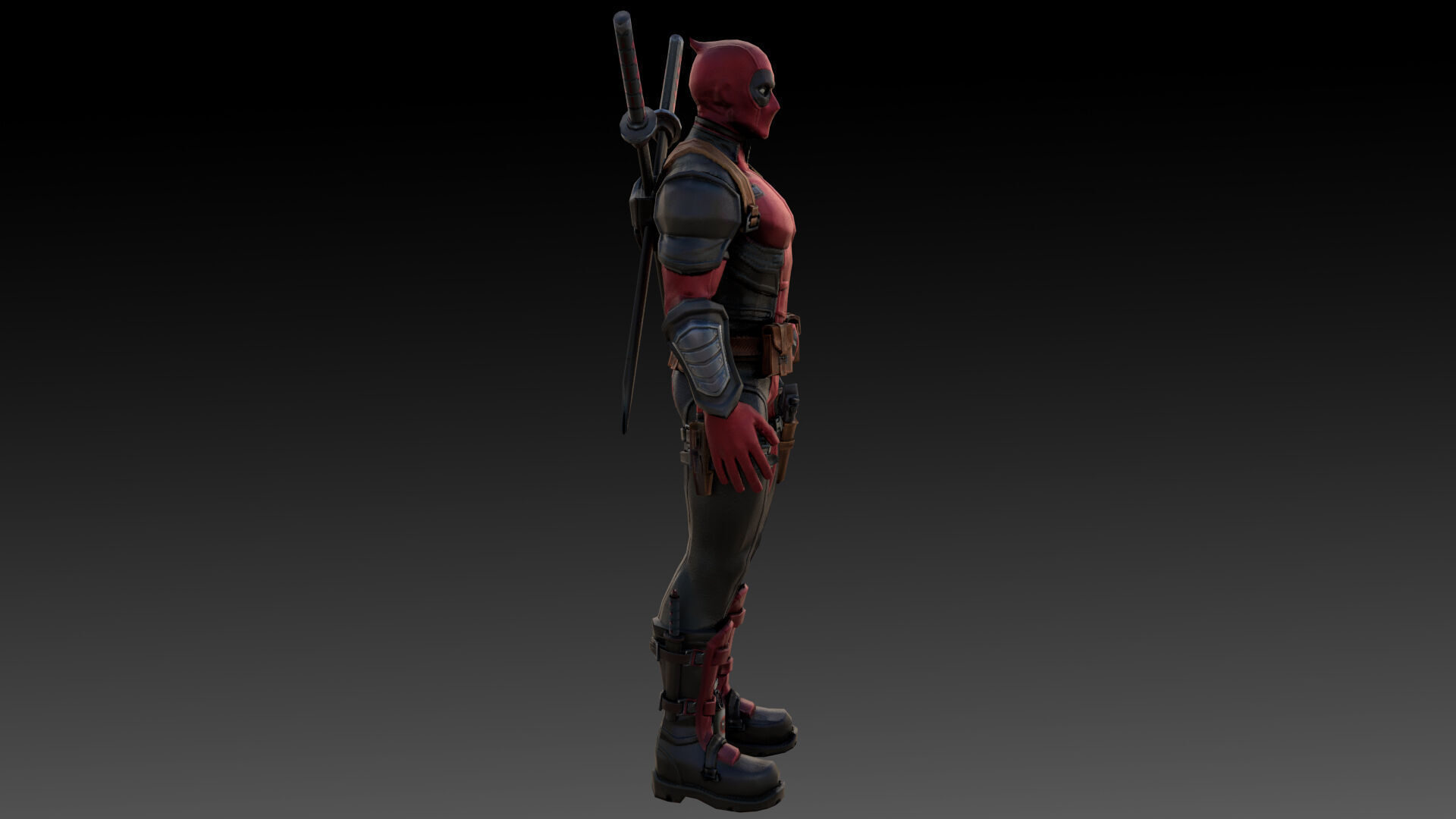 Deadpool Marvel 3D Model High-Quality Rigged Low-poly 3D model_2