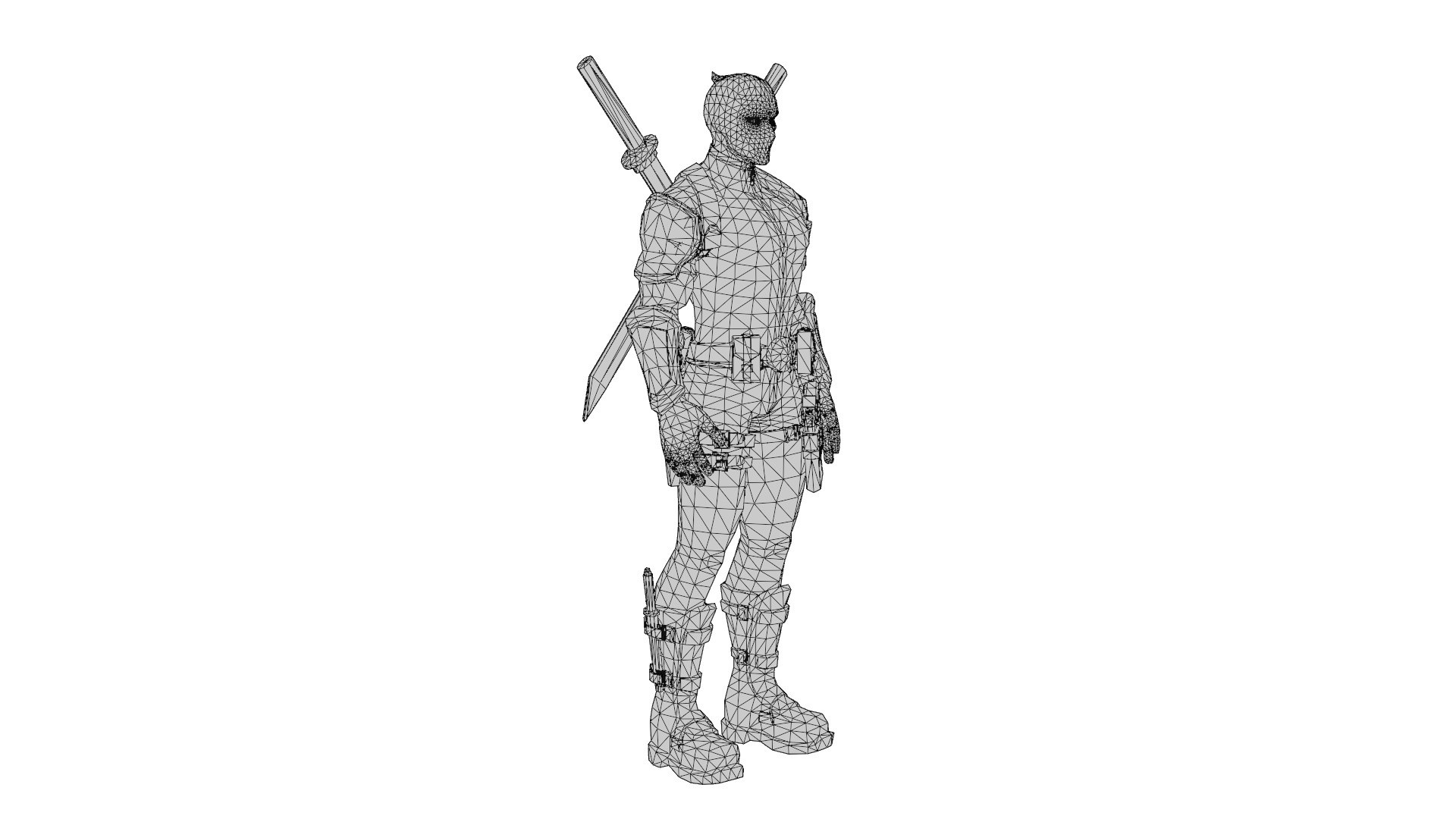 Deadpool Marvel 3D Model High-Quality Rigged Low-poly 3D model_13
