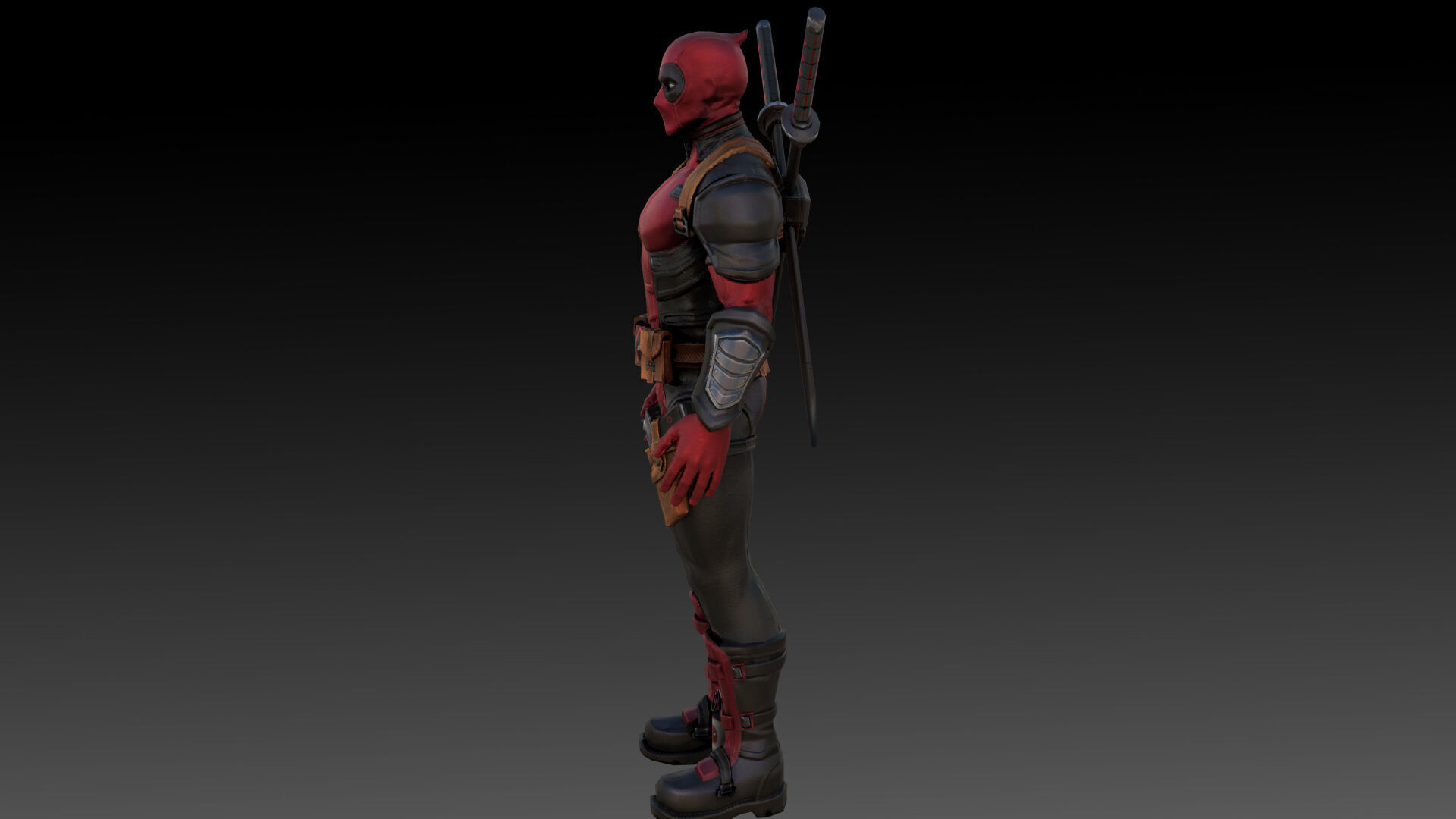 Deadpool Marvel 3D Model High-Quality Rigged Low-poly 3D model_1