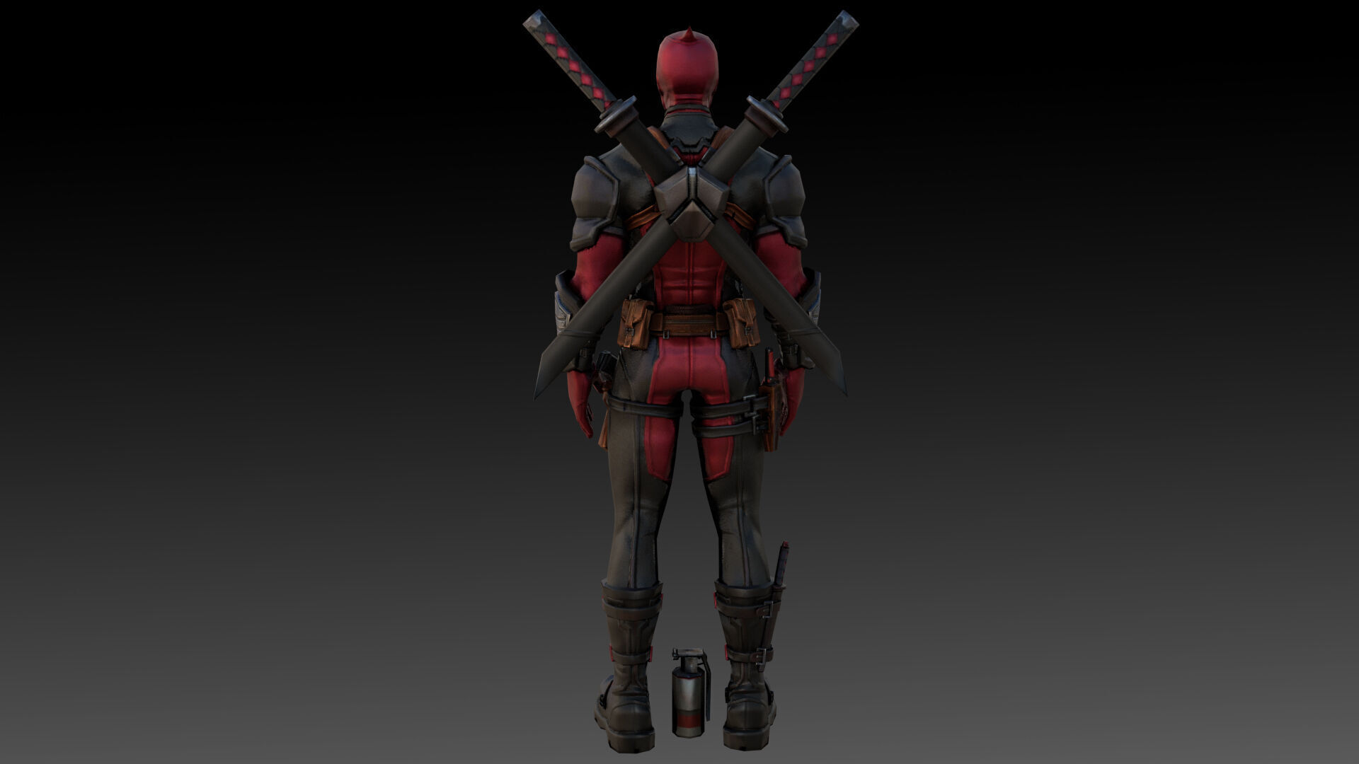 Deadpool Marvel 3D Model High-Quality Rigged Low-poly 3D model_3