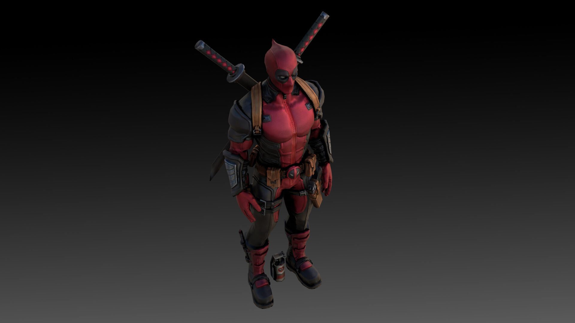 Deadpool Marvel 3D Model High-Quality Rigged Low-poly 3D model_10