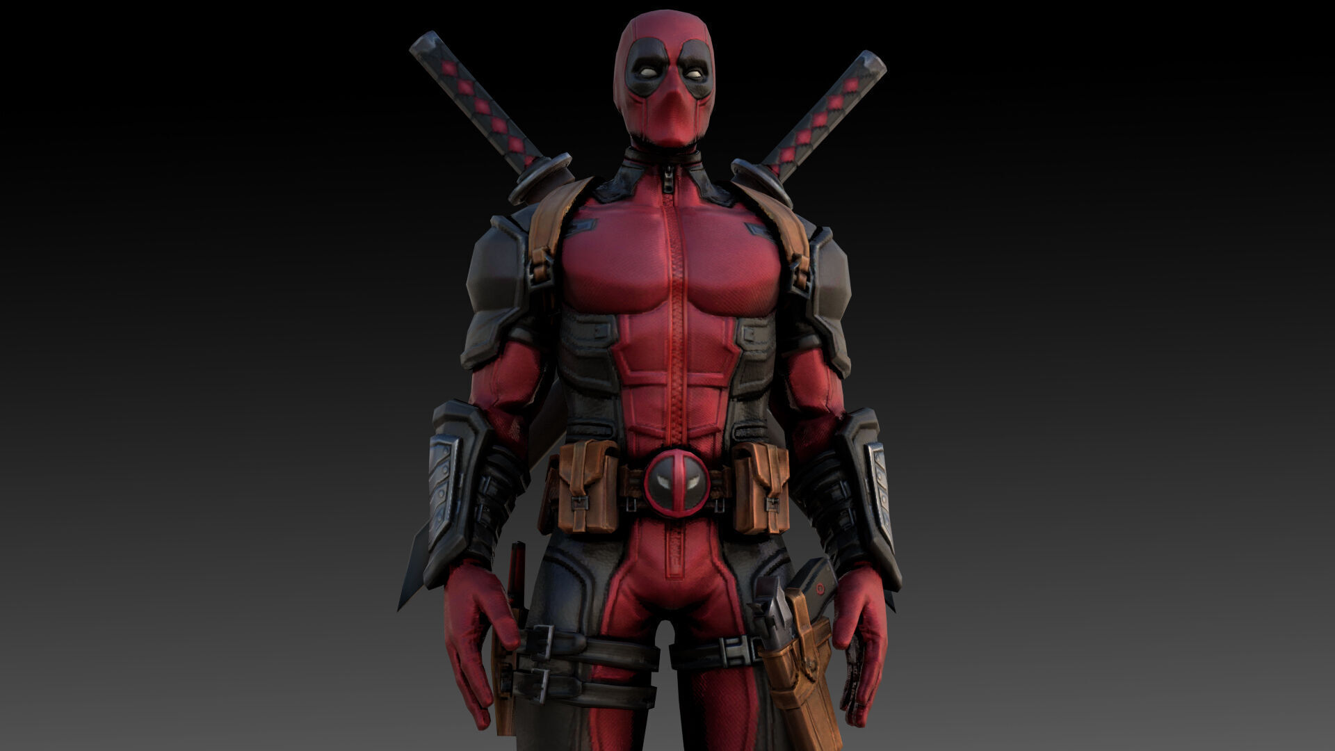 Deadpool Marvel 3D Model High-Quality Rigged Low-poly 3D model_6
