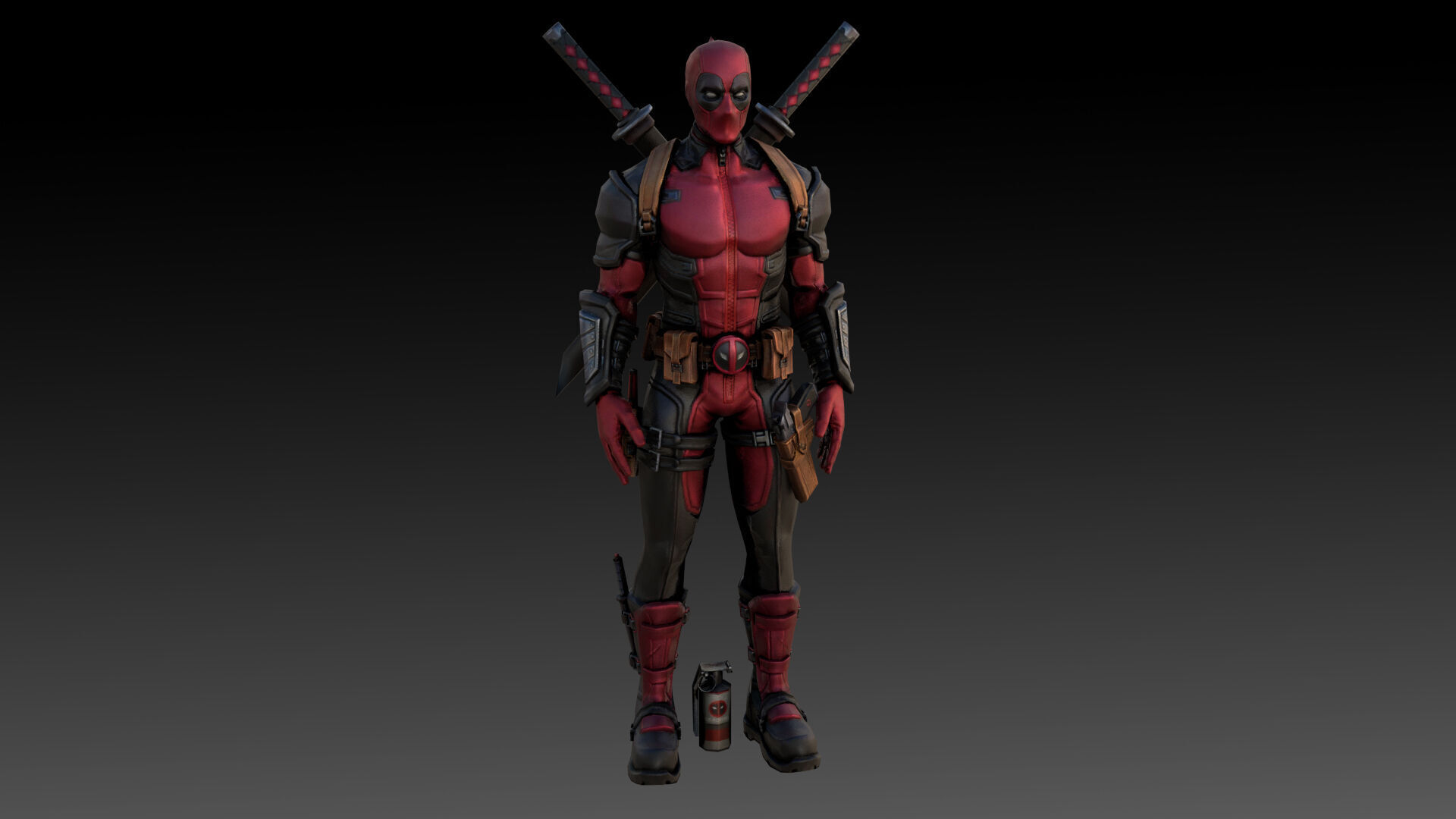 Deadpool Marvel 3D Model High-Quality Rigged Low-poly 3D model_8