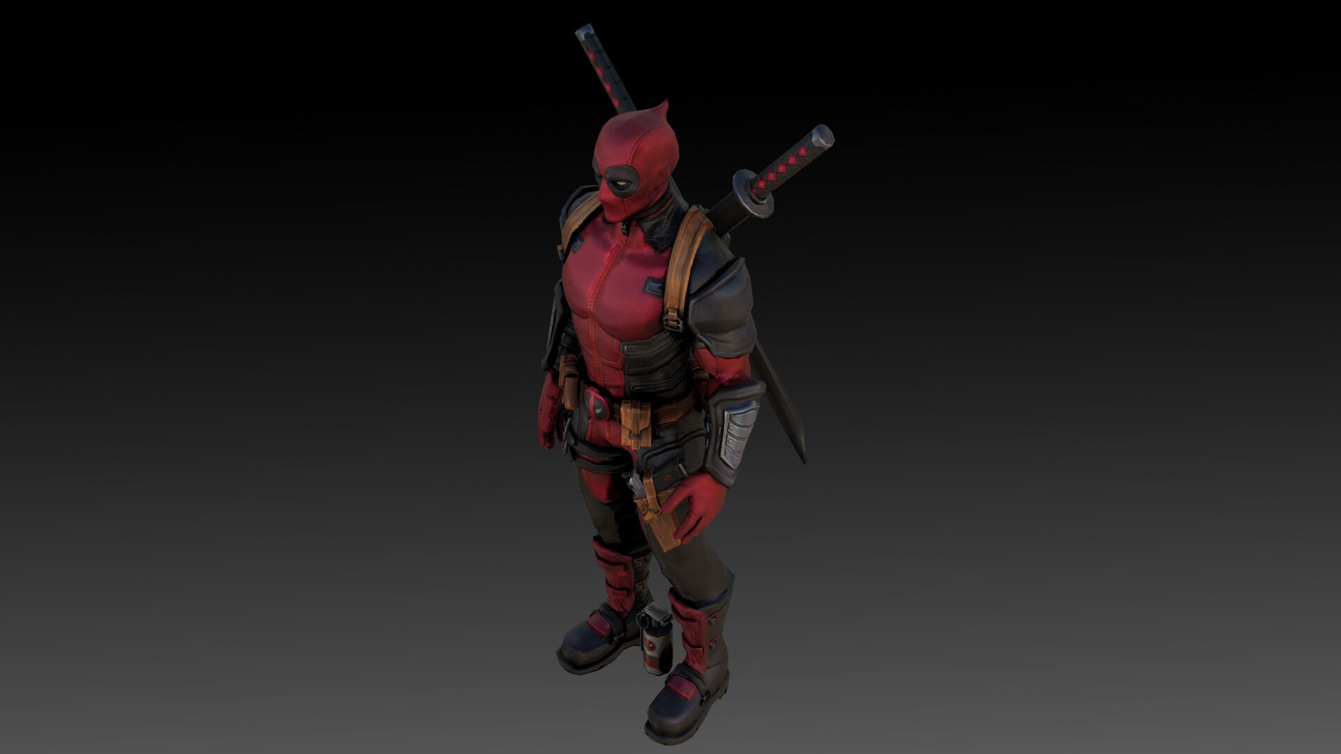Deadpool Marvel 3D Model High-Quality Rigged Low-poly 3D model_12