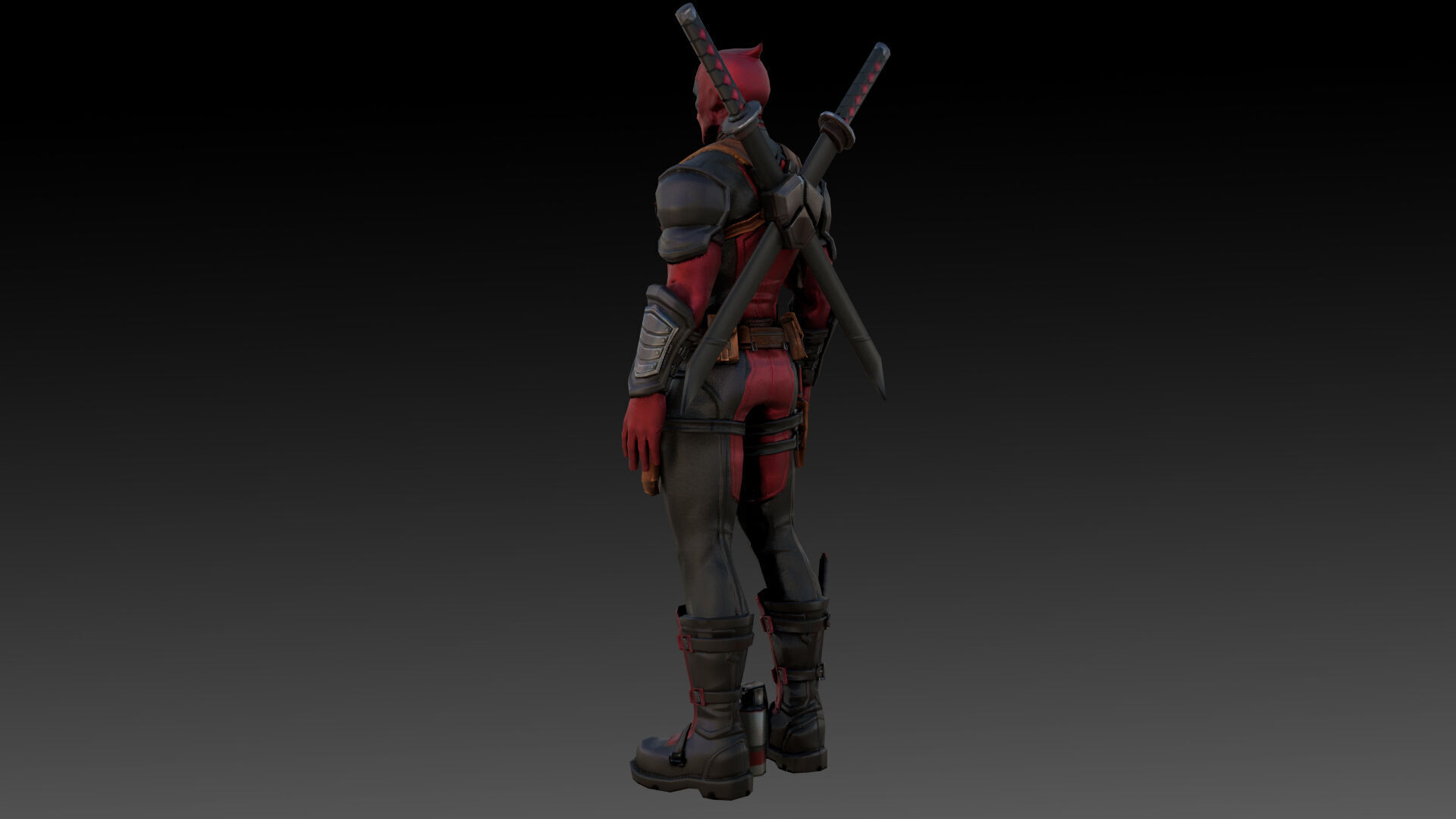 Deadpool Marvel 3D Model High-Quality Rigged Low-poly 3D model_9