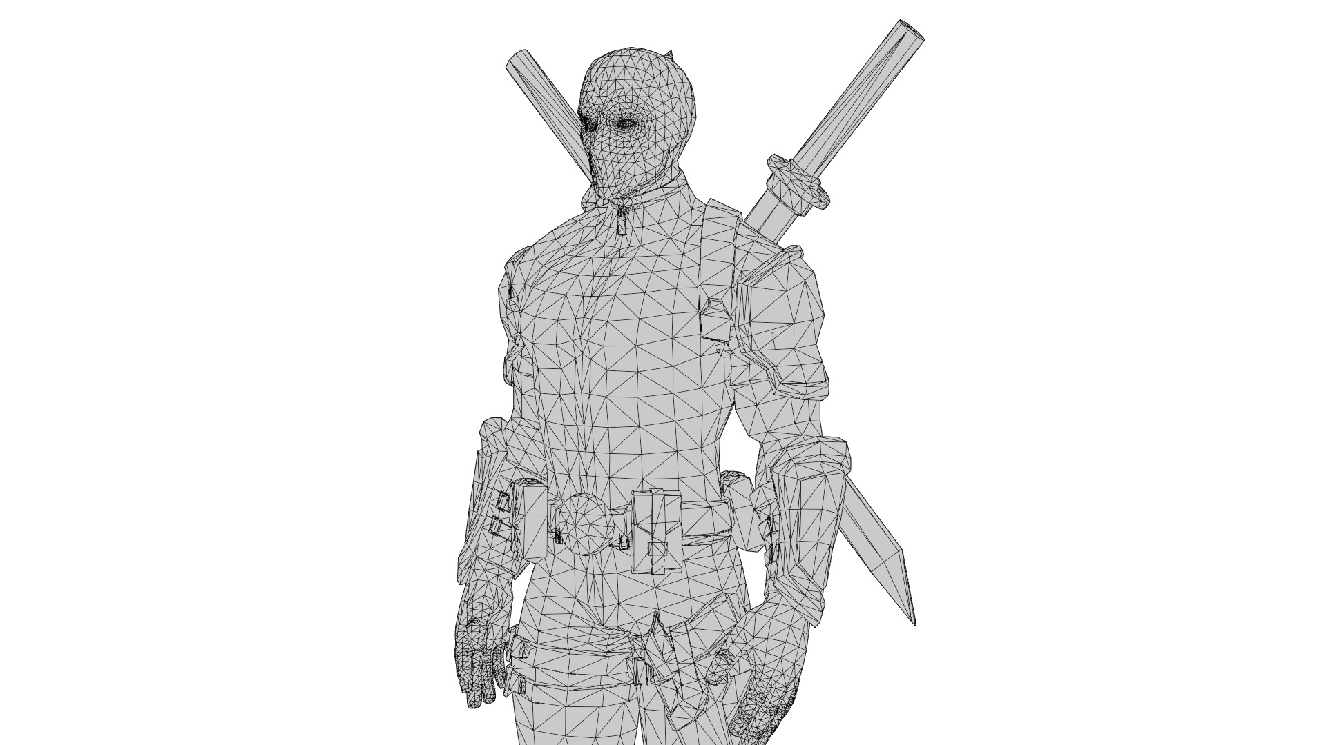 Deadpool Marvel 3D Model High-Quality Rigged Low-poly 3D model_14