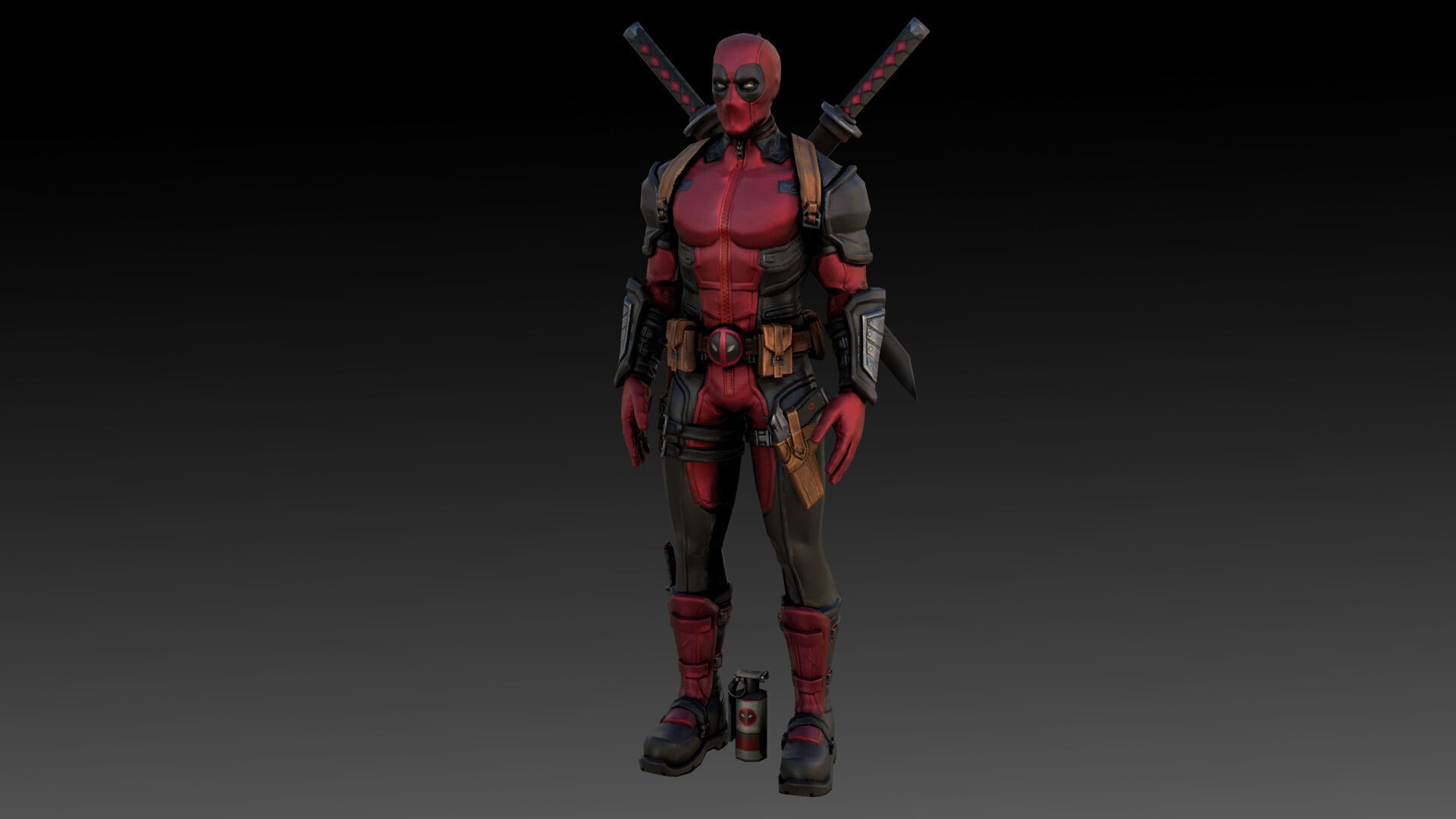 Deadpool Marvel 3D Model High-Quality Rigged Low-poly 3D model_5