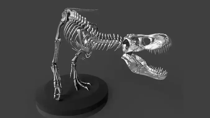 Silver T-Rex Skeleton - Prehistoric Dinosaur Fossil