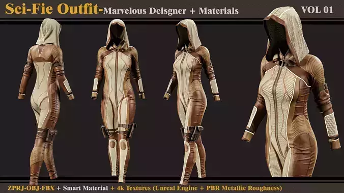 Sci-Fi Outfit-MD-Clo3d-Smart Material- Textures-OBJ-FBX