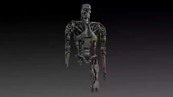 Damaged T-800 Terminator Crawling No Legs 3D Model Low-poly 3D model