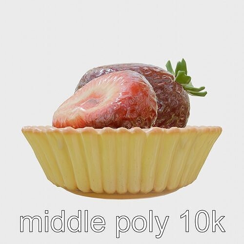 Realistic Strawberry Tart with Golden Crust Low-poly 3D model