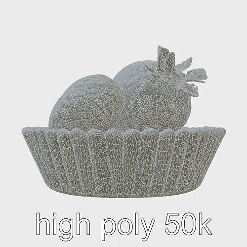 Realistic Strawberry Tart with Golden Crust Low-poly 3D model 6