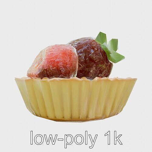 Realistic Strawberry Tart with Golden Crust Low-poly 3D model 5