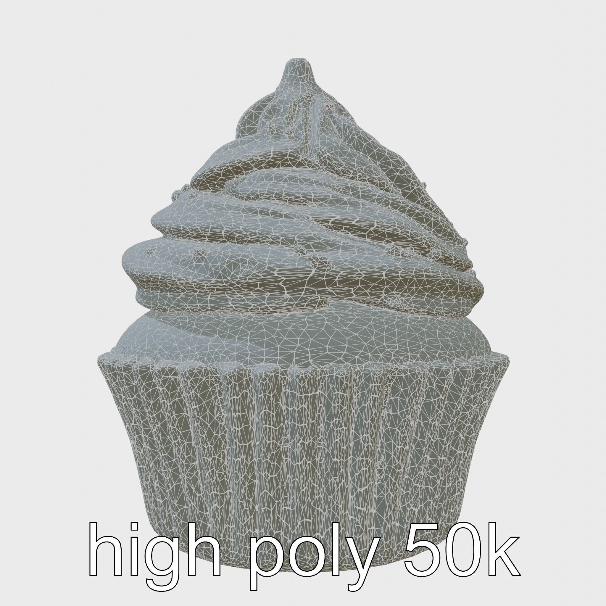 Realistic Vanilla Cupcake with Cream Swirls and Sprinkles Low-poly 3D model_8