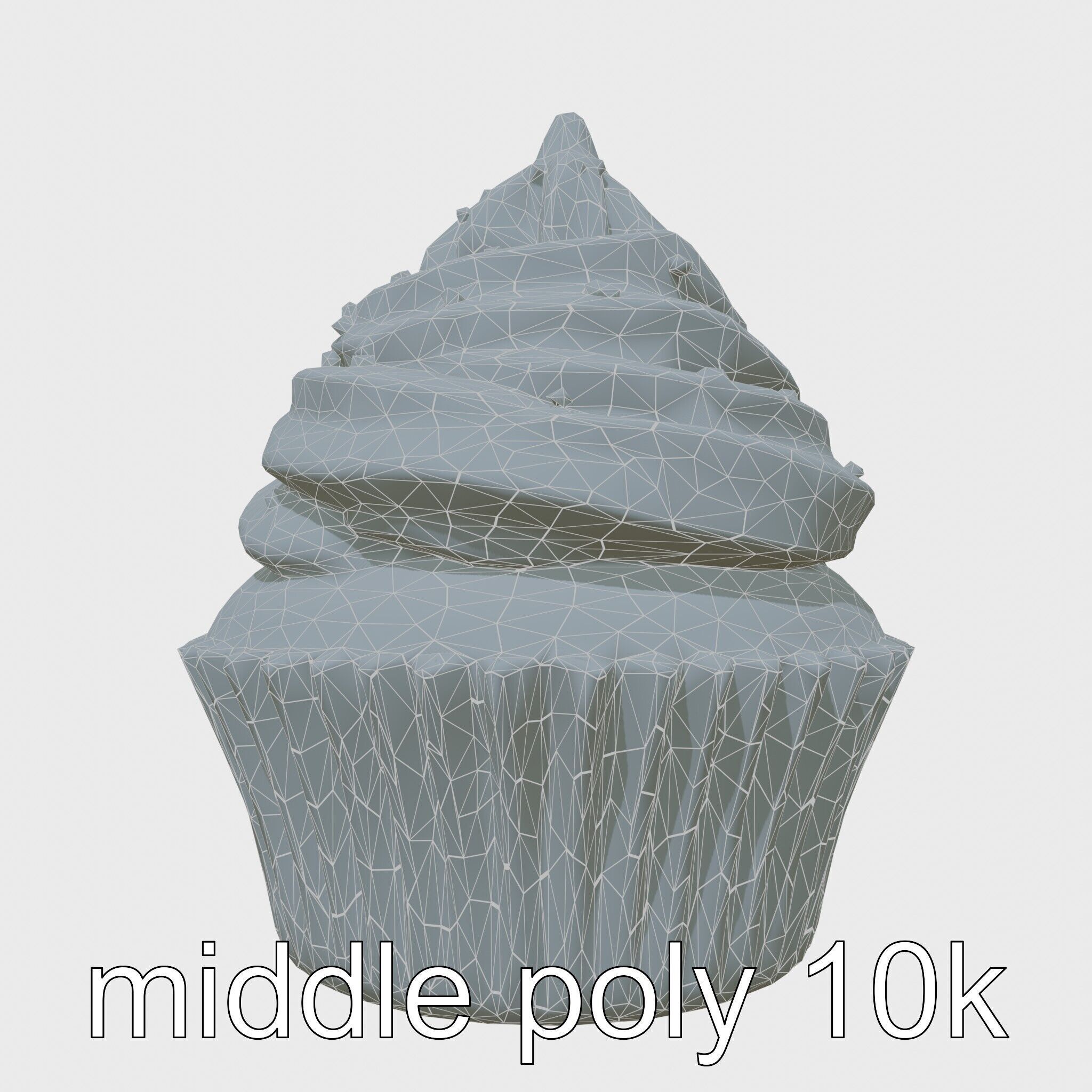 Realistic Vanilla Cupcake with Cream Swirls and Sprinkles Low-poly 3D model_28