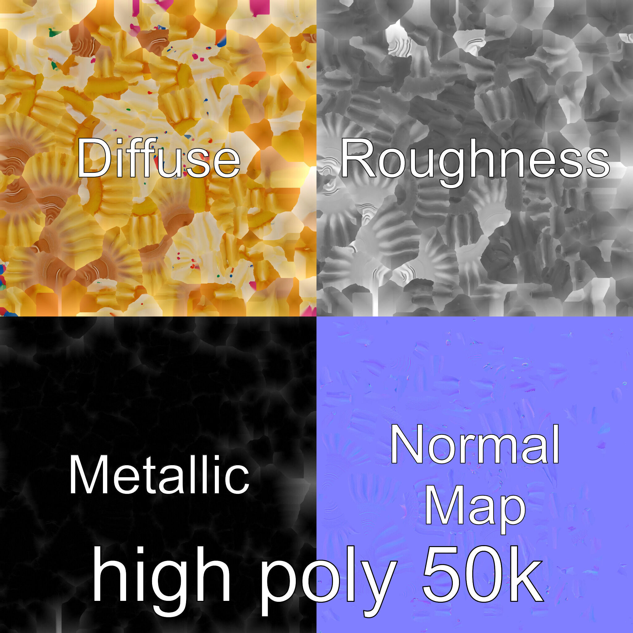 Realistic Vanilla Cupcake with Cream Swirls and Sprinkles Low-poly 3D model_33