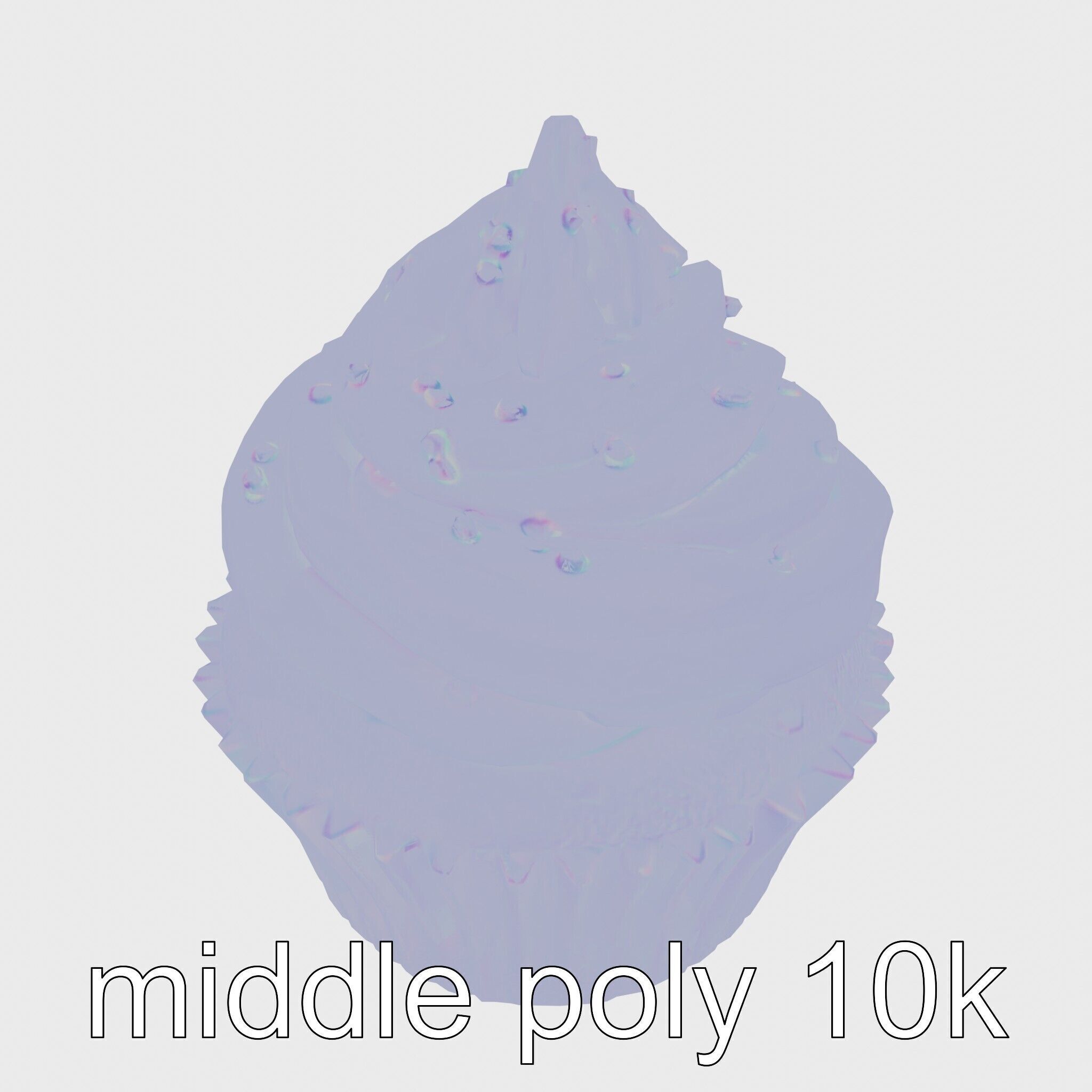 Realistic Vanilla Cupcake with Cream Swirls and Sprinkles Low-poly 3D model_14