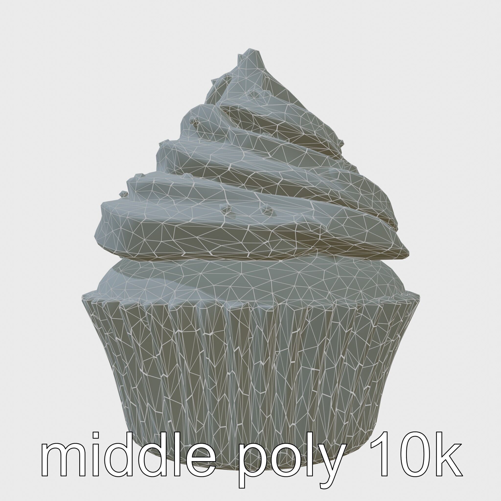 Realistic Vanilla Cupcake with Cream Swirls and Sprinkles Low-poly 3D model_9