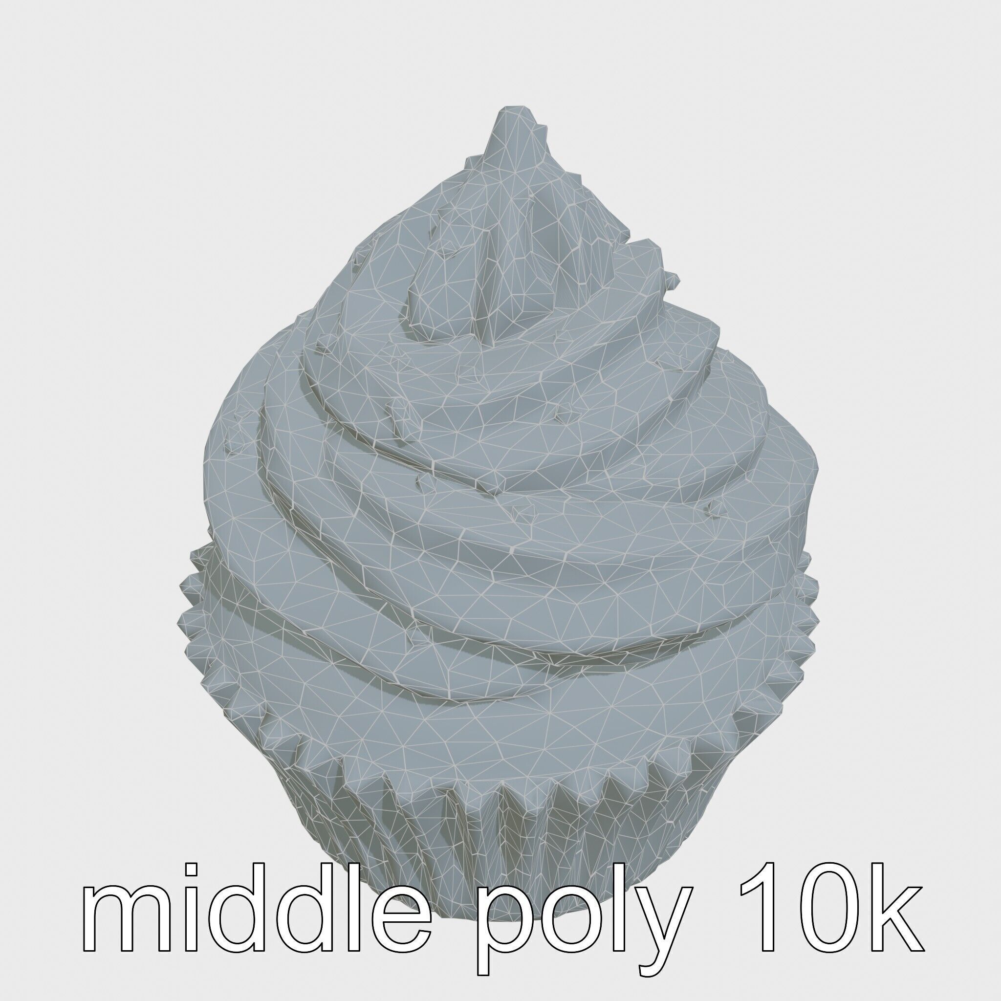 Realistic Vanilla Cupcake with Cream Swirls and Sprinkles Low-poly 3D model_26