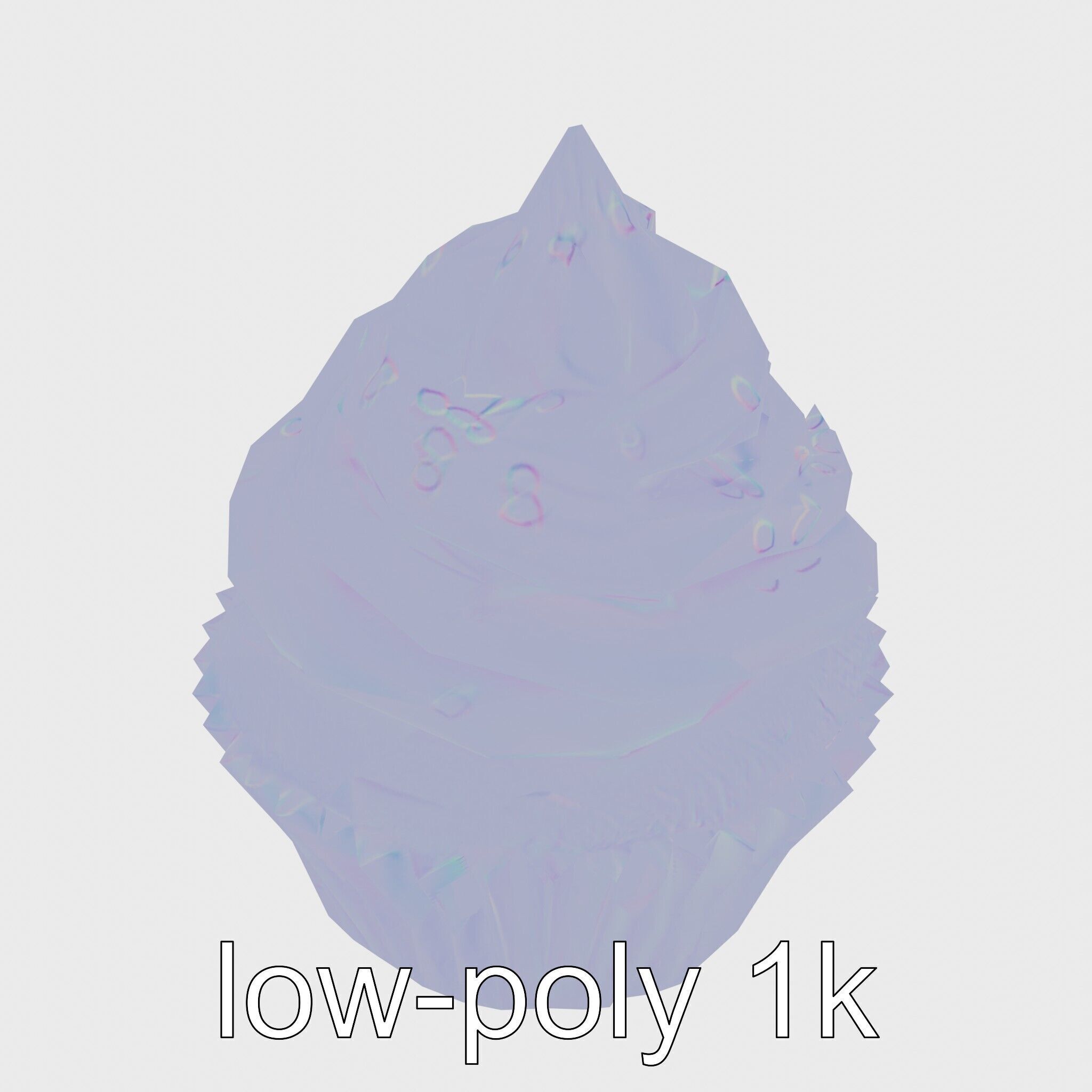 Realistic Vanilla Cupcake with Cream Swirls and Sprinkles Low-poly 3D model_18