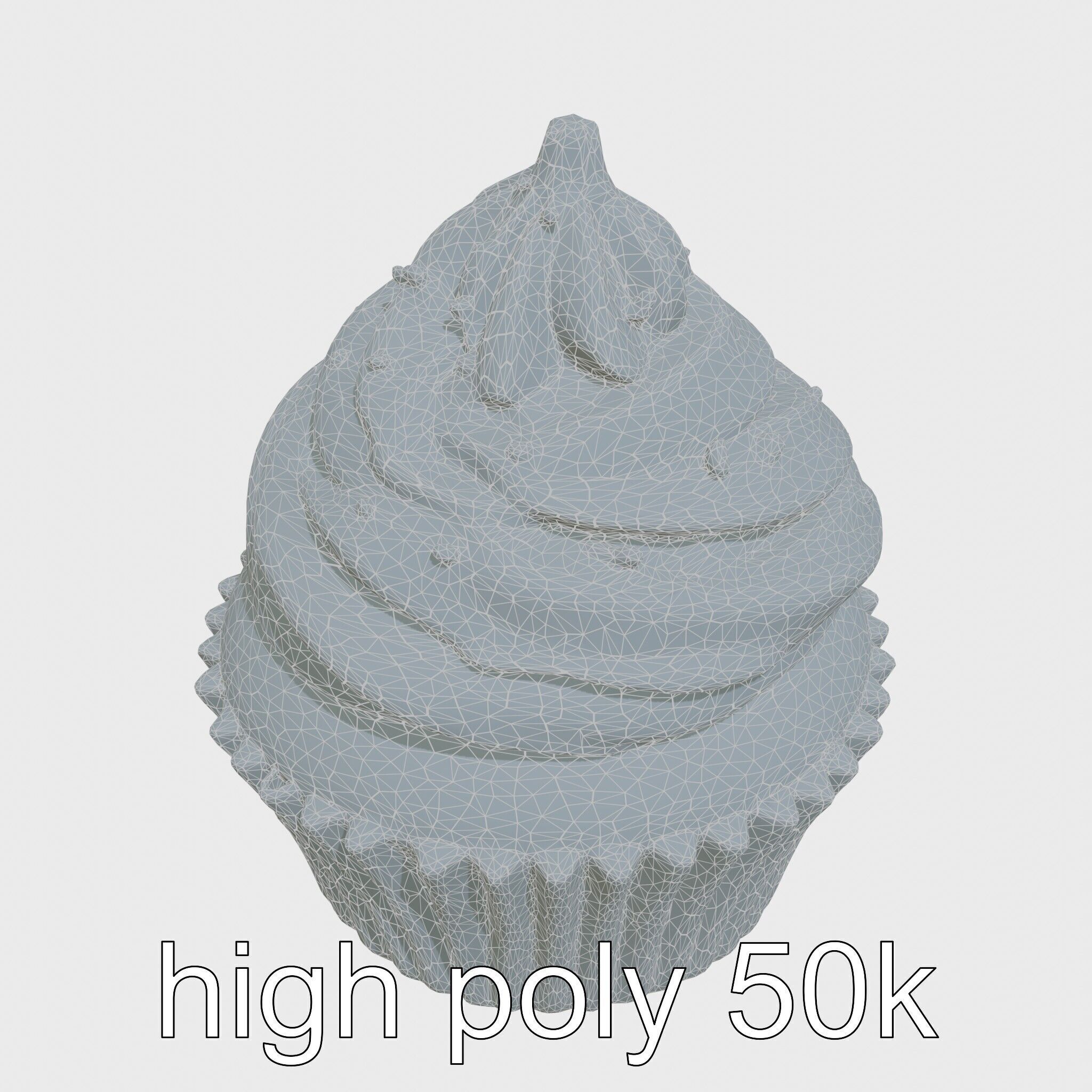 Realistic Vanilla Cupcake with Cream Swirls and Sprinkles Low-poly 3D model_19