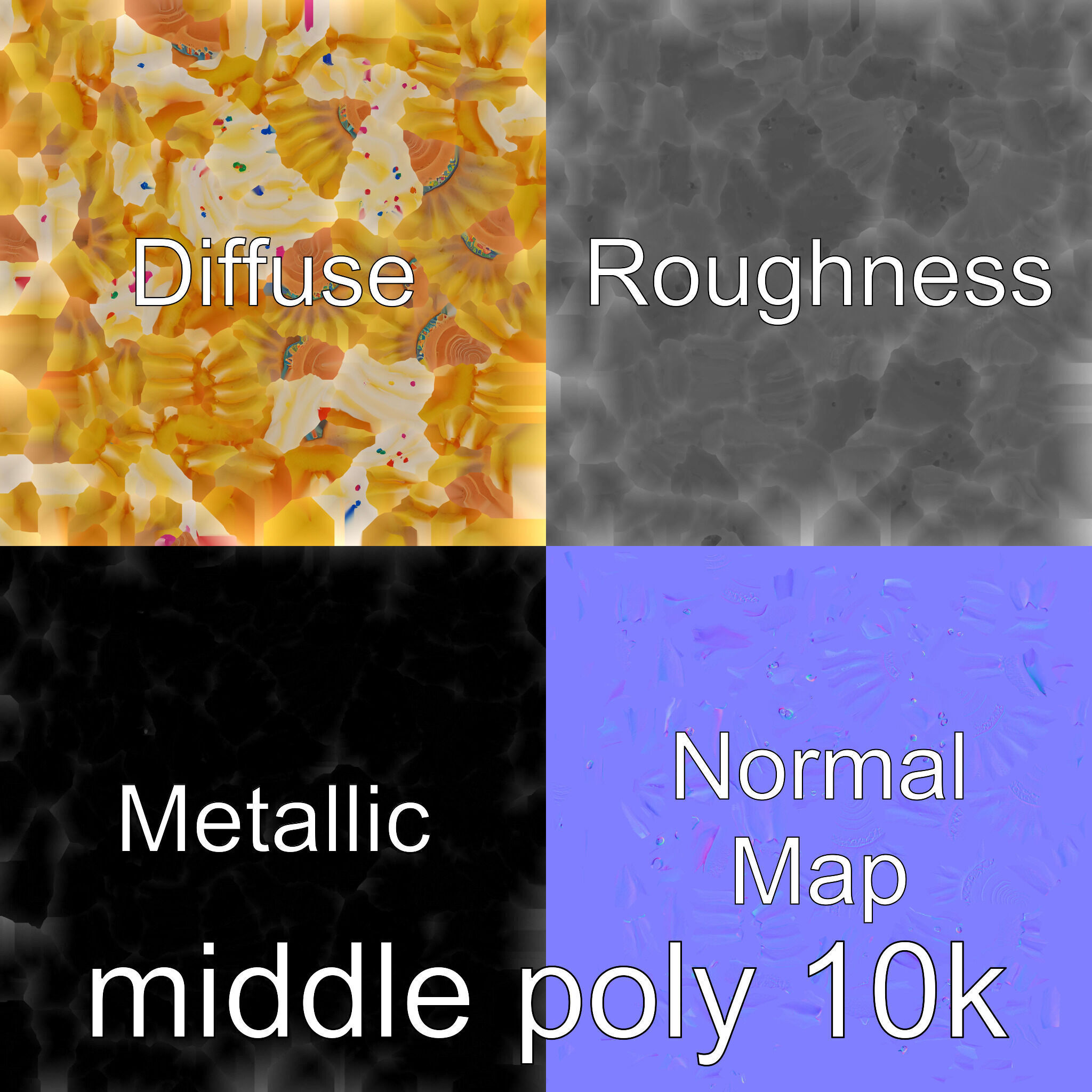 Realistic Vanilla Cupcake with Cream Swirls and Sprinkles Low-poly 3D model_32