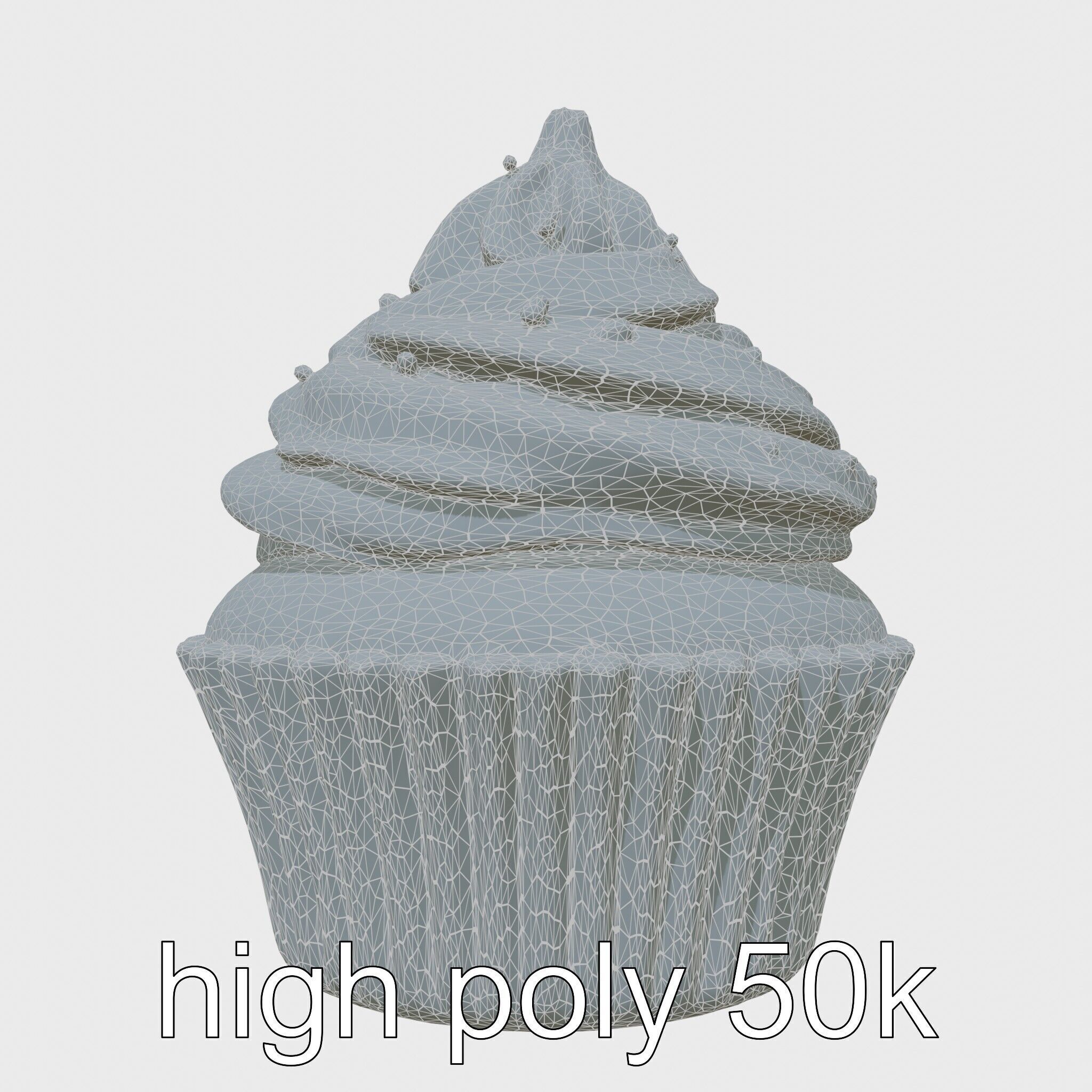 Realistic Vanilla Cupcake with Cream Swirls and Sprinkles Low-poly 3D model_20