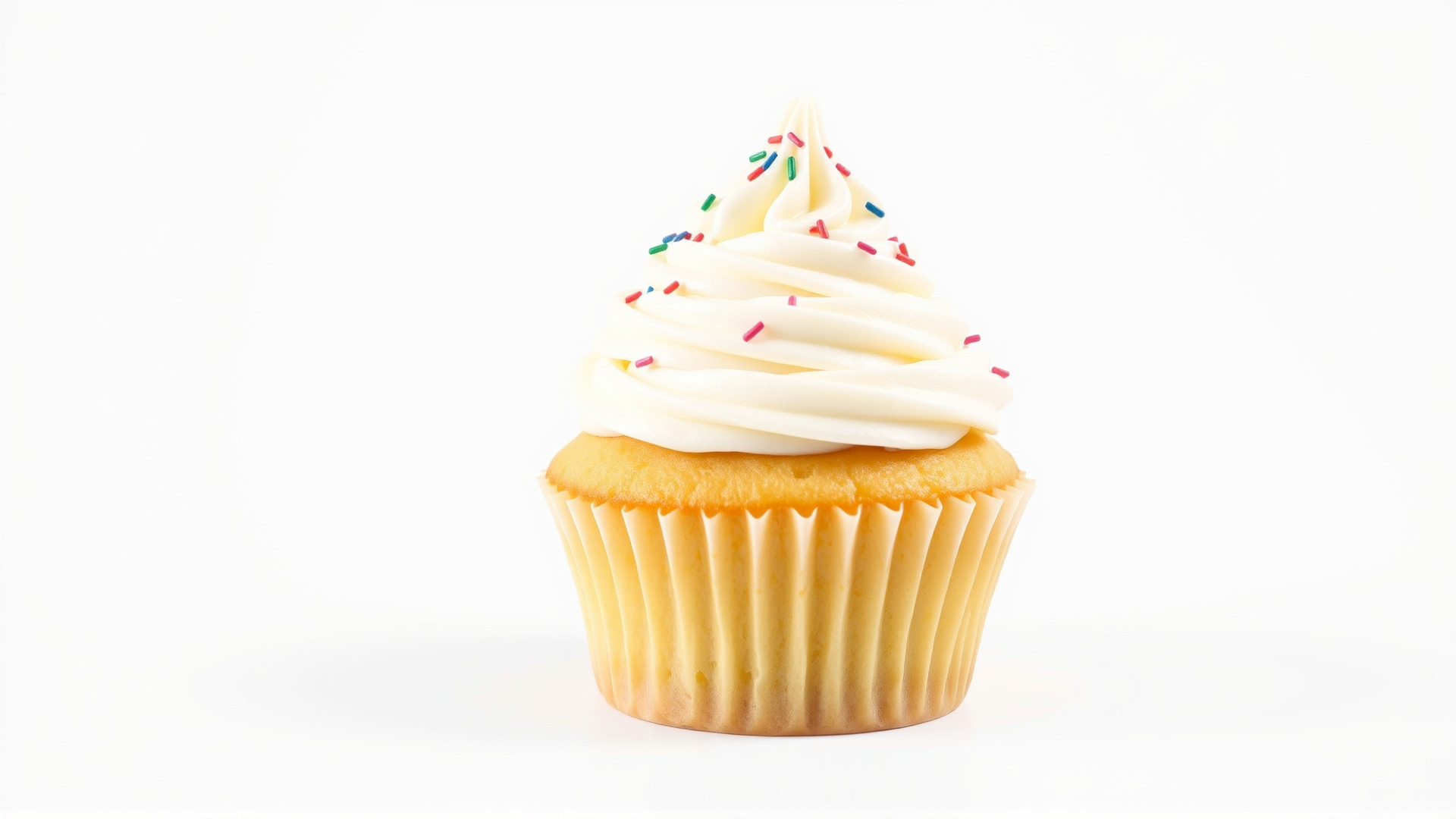 Realistic Vanilla Cupcake with Cream Swirls and Sprinkles Low-poly 3D model_6