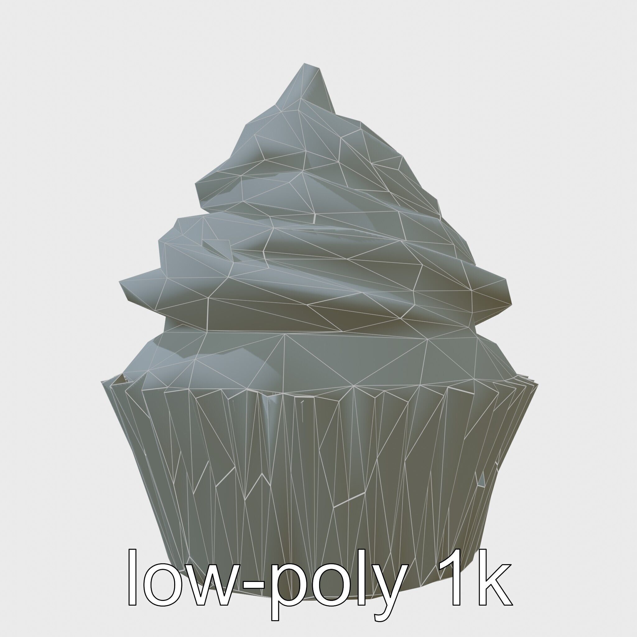 Realistic Vanilla Cupcake with Cream Swirls and Sprinkles Low-poly 3D model_10