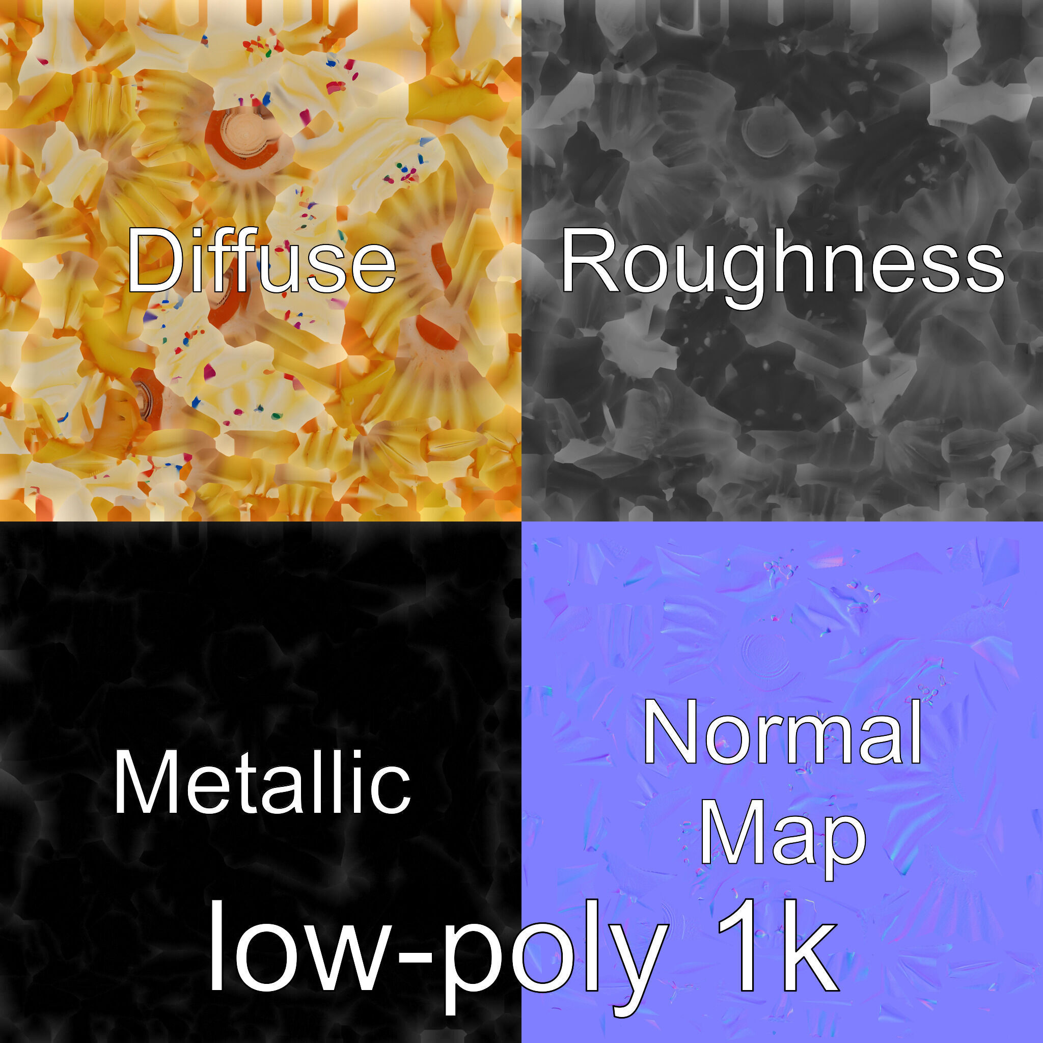 Realistic Vanilla Cupcake with Cream Swirls and Sprinkles Low-poly 3D model_4