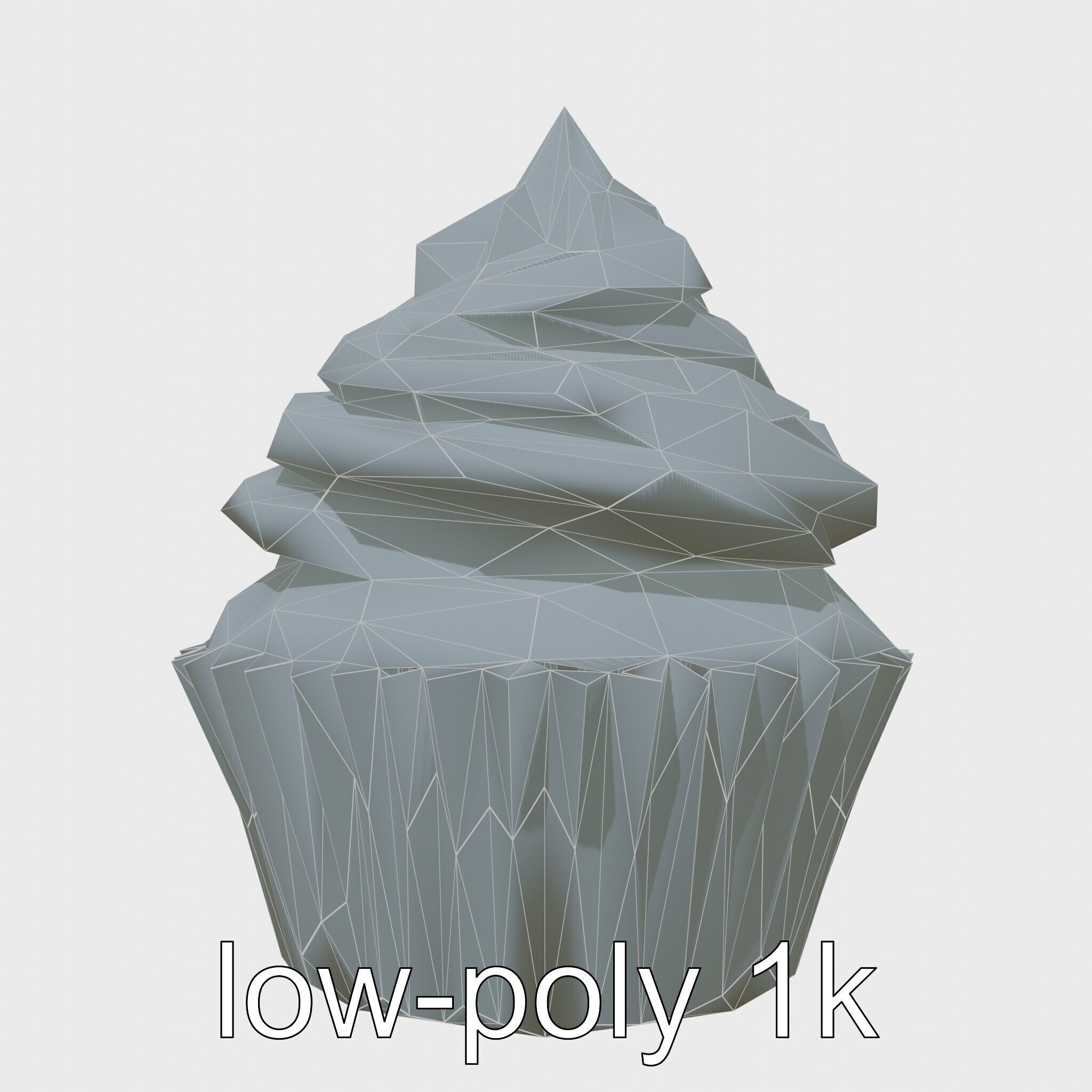 Realistic Vanilla Cupcake with Cream Swirls and Sprinkles Low-poly 3D model_29