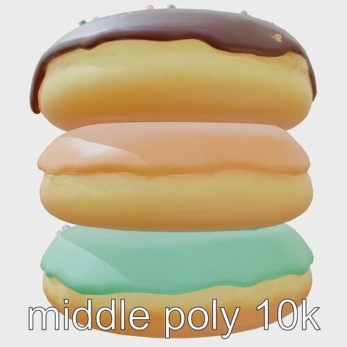 Colorful Glazed Donut Stack with Sprinkles 3D Model Low-poly 3D model