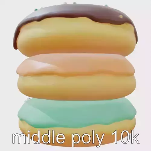 Colorful Glazed Donut Stack with Sprinkles 3D Model