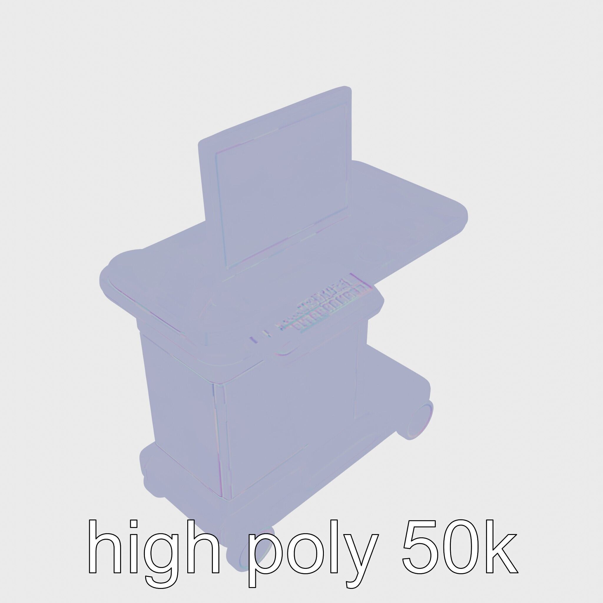 Healthcare Imaging Trolley with Swivel Screen Low-poly 3D model_21