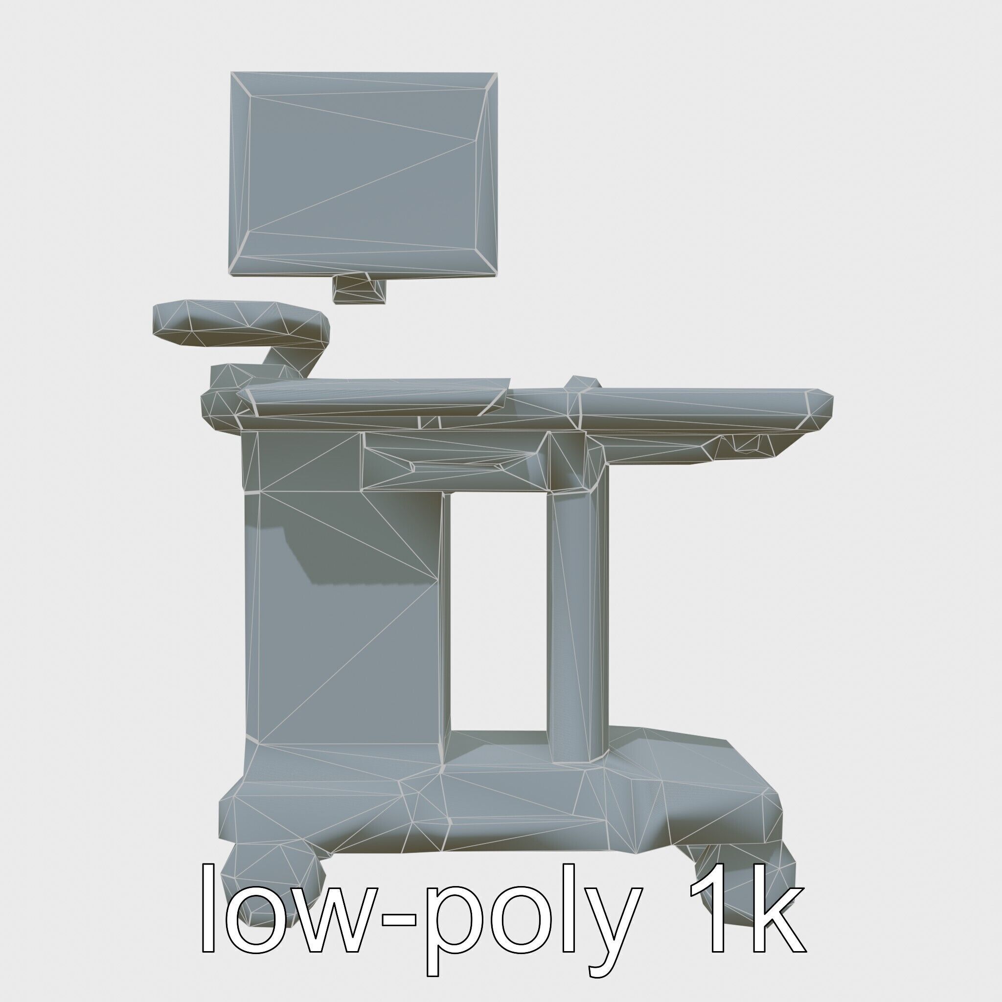 Healthcare Imaging Trolley with Swivel Screen Low-poly 3D model_19