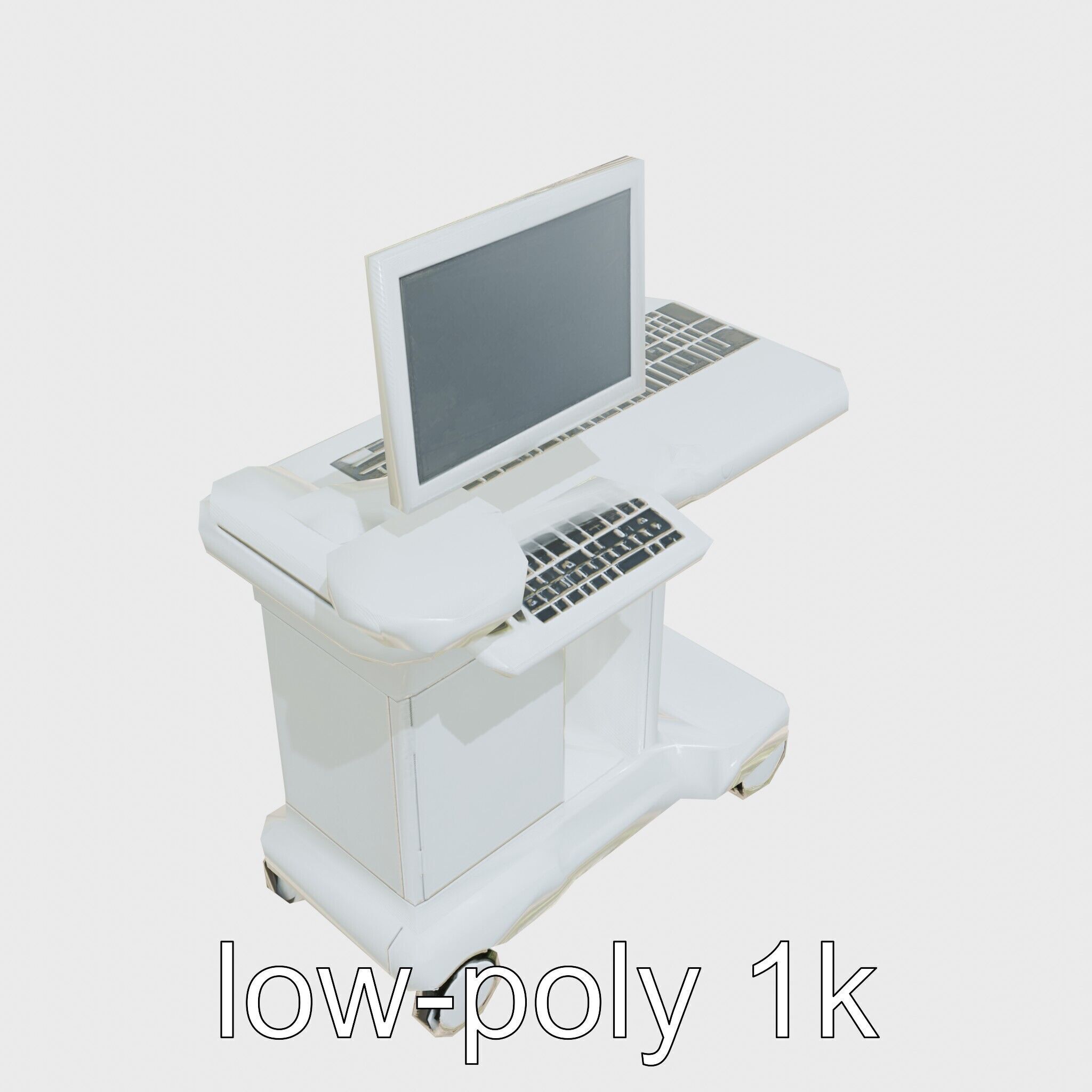 Healthcare Imaging Trolley with Swivel Screen Low-poly 3D model_13